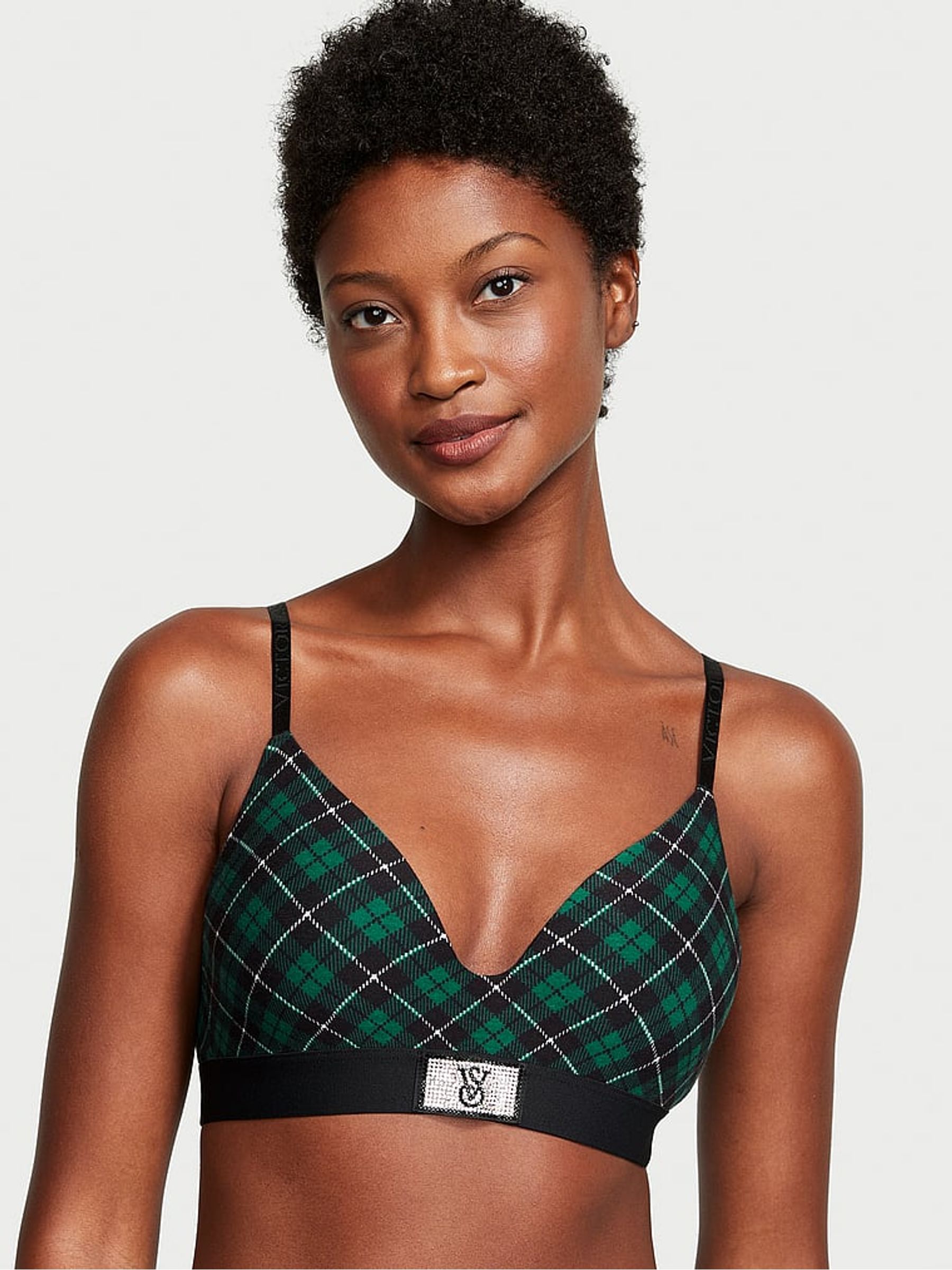 Shaded Spruce Green Buffalo Tartan Non Wired Lightly Lined Bra - Image 1 of 2