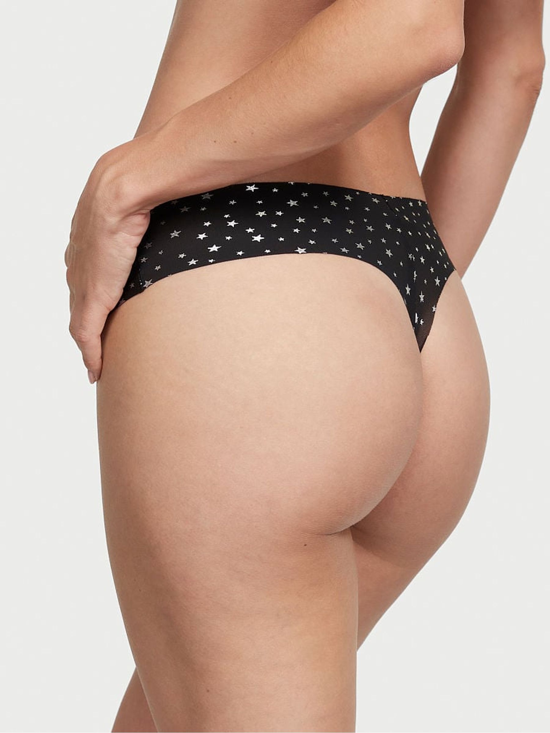 Black Twinkle Foil Smooth Thong Knickers - Image 2 of 3