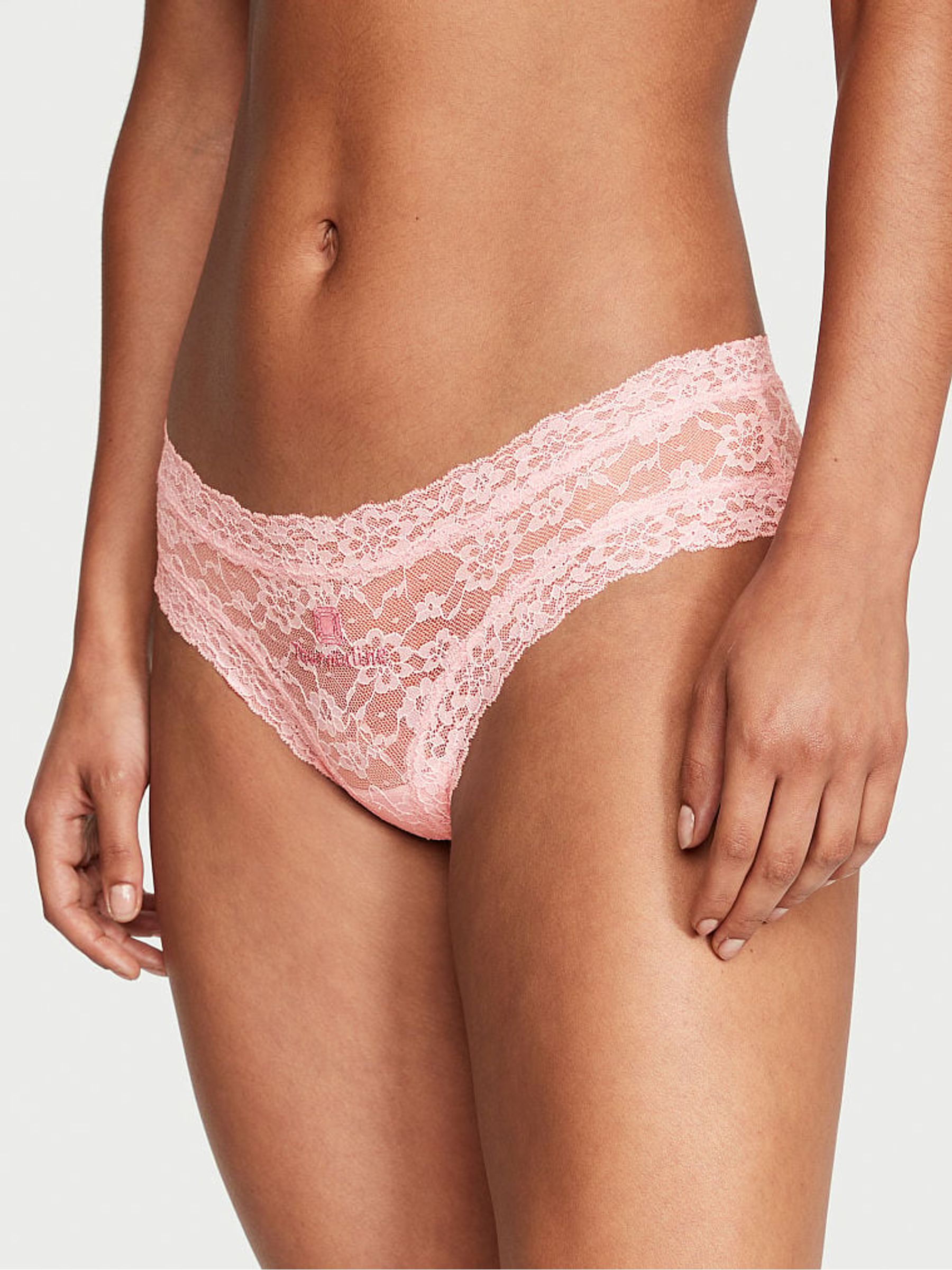Pretty Blossom Pink Birthstone Embroidery Cheeky Lace Knickers - Image 1 of 1