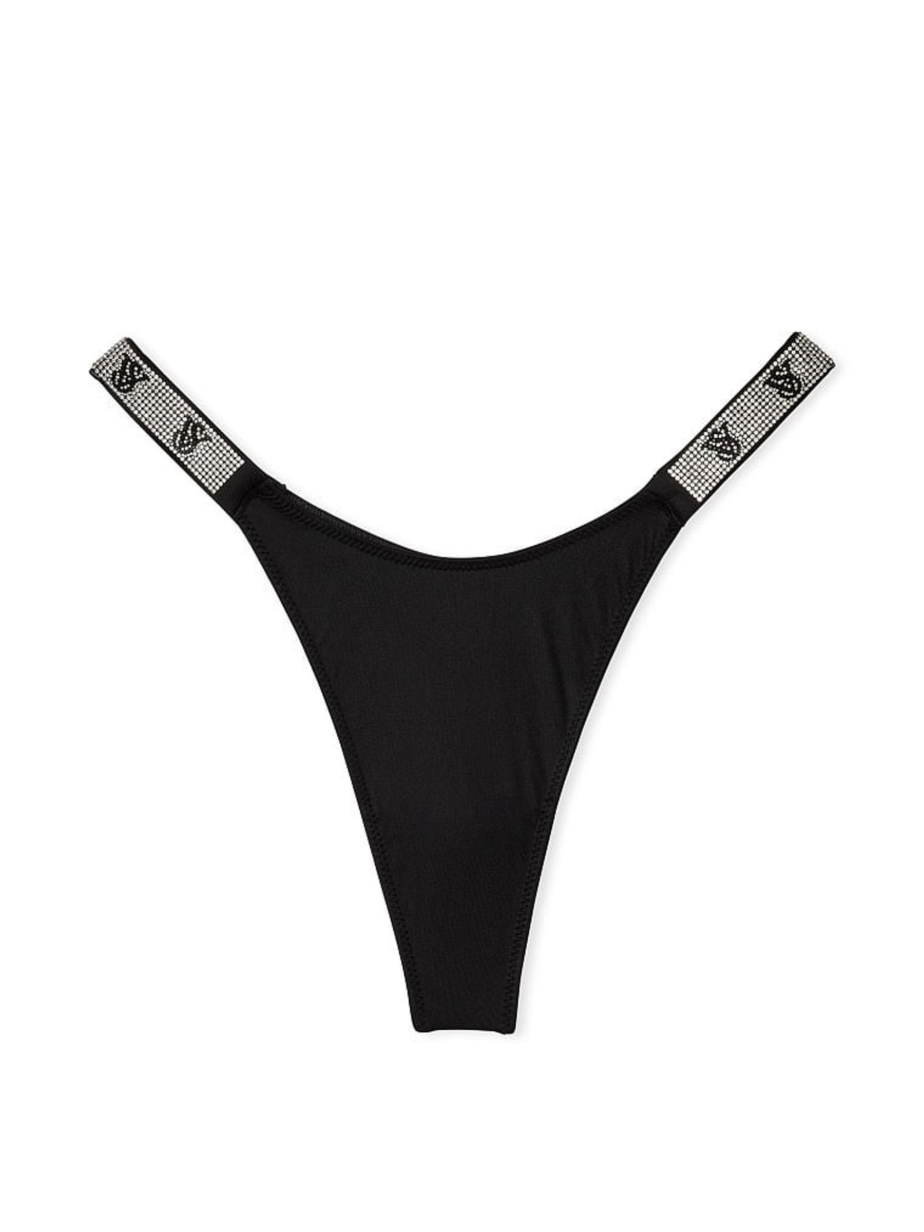 Black Smooth Monogram Thong Shine Strap Knickers - Image 3 of 3