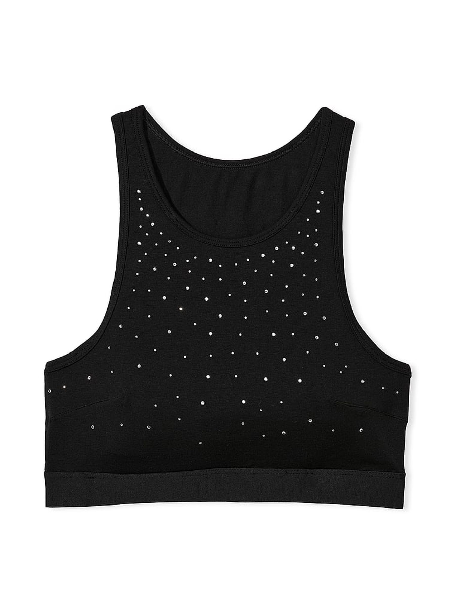 Black Scattered Shine Bralette Low Impact T-Shirt Bra - Image 3 of 3