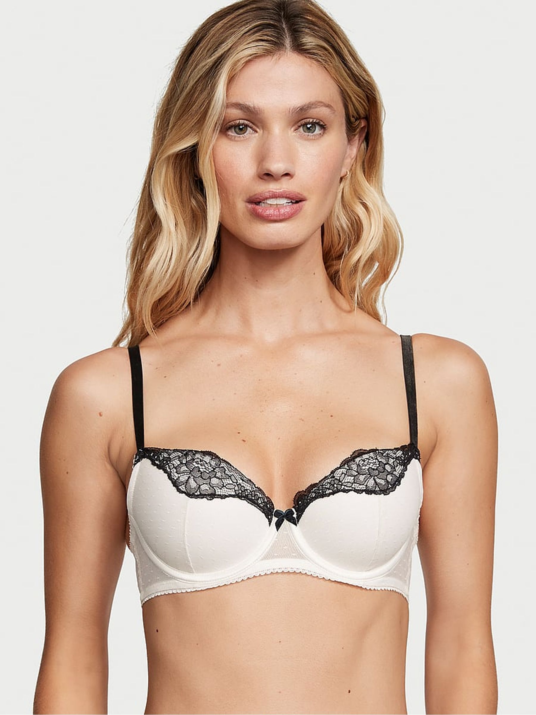 Coconut White Lace Trim Lightly Lined Demi Bra - Image 1 of 3