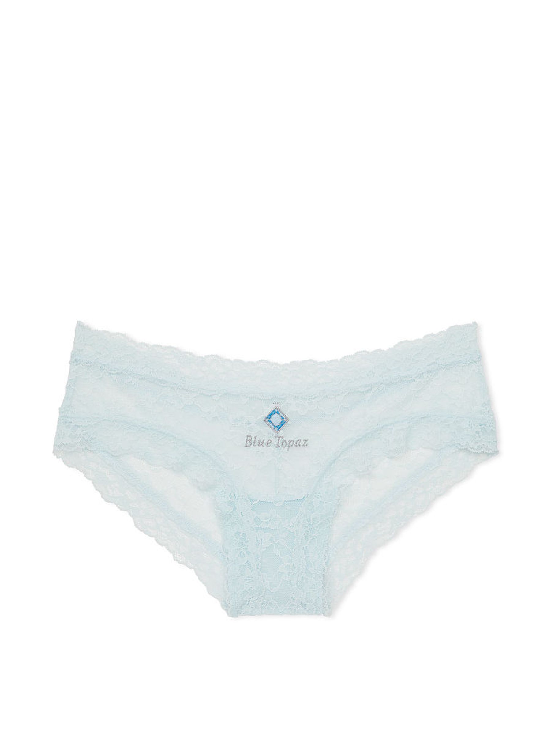 Resort Blue Birthstone Embroidery Cheeky Lace Knickers - Image 3 of 3