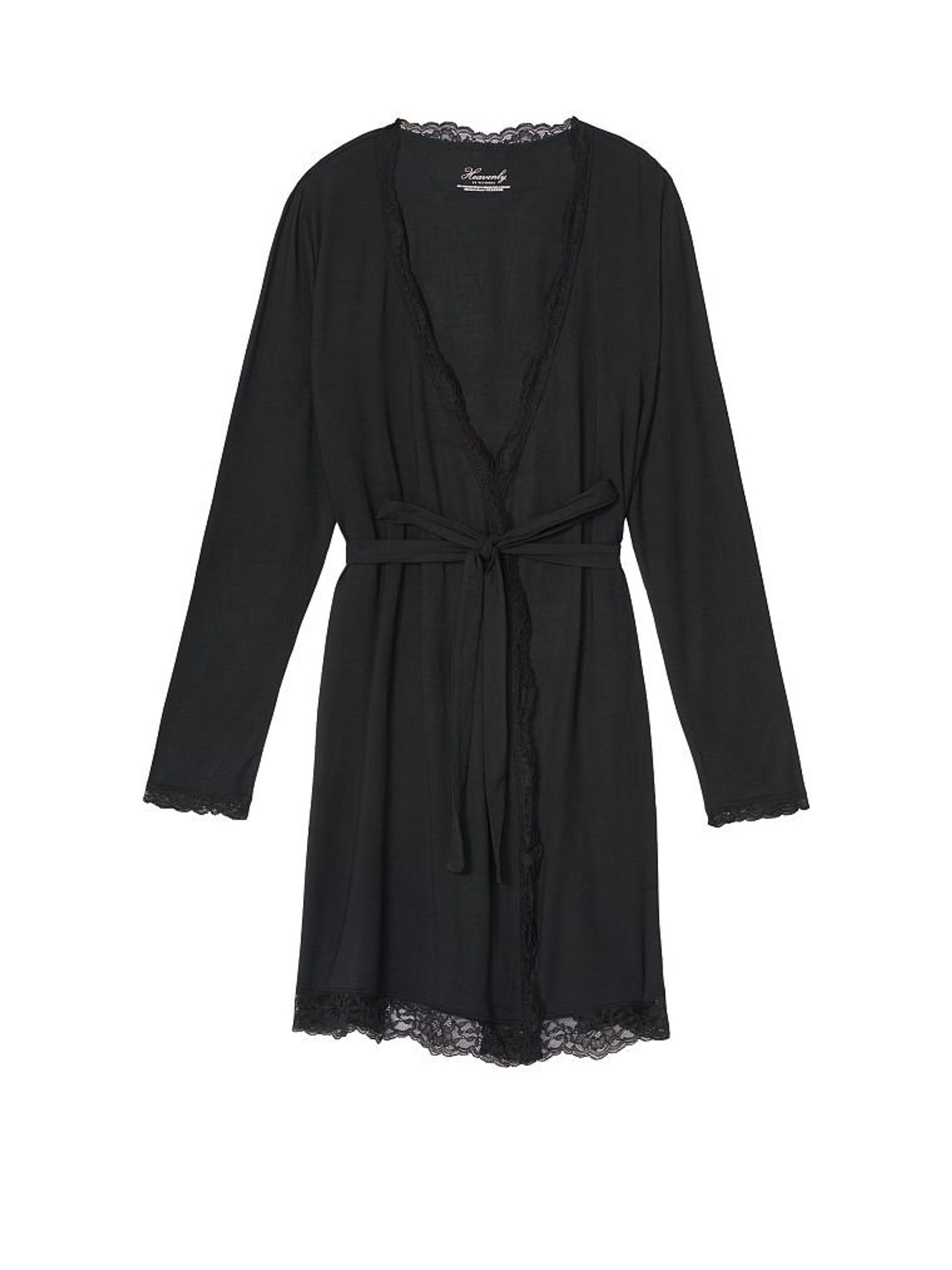 Black Modal Short Long Sleeve Robe - Image 3 of 3