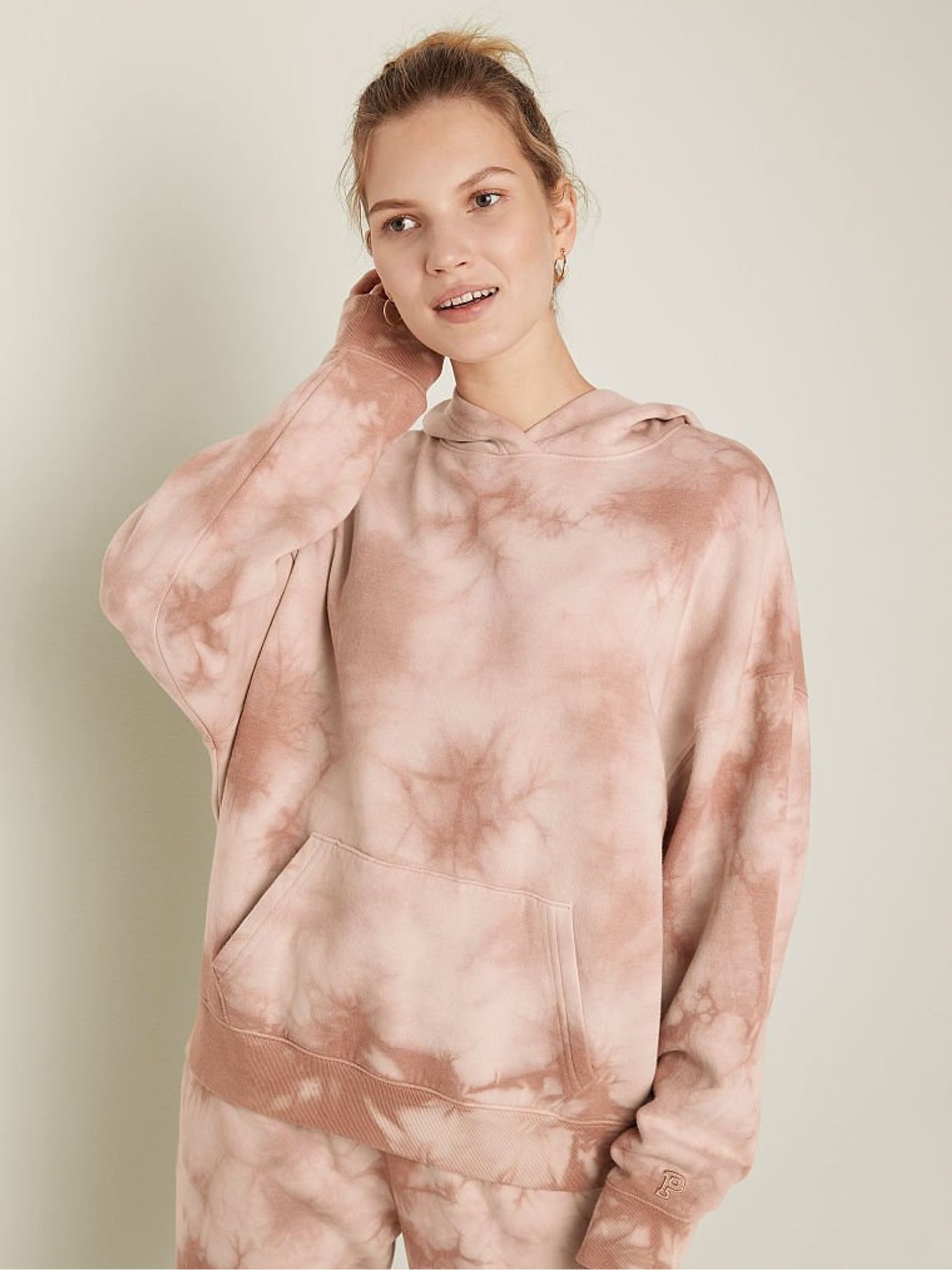 Stucco Beige Cloudy Tie Dye Unisex Pullover Sweatshirt - Image 1 of 4