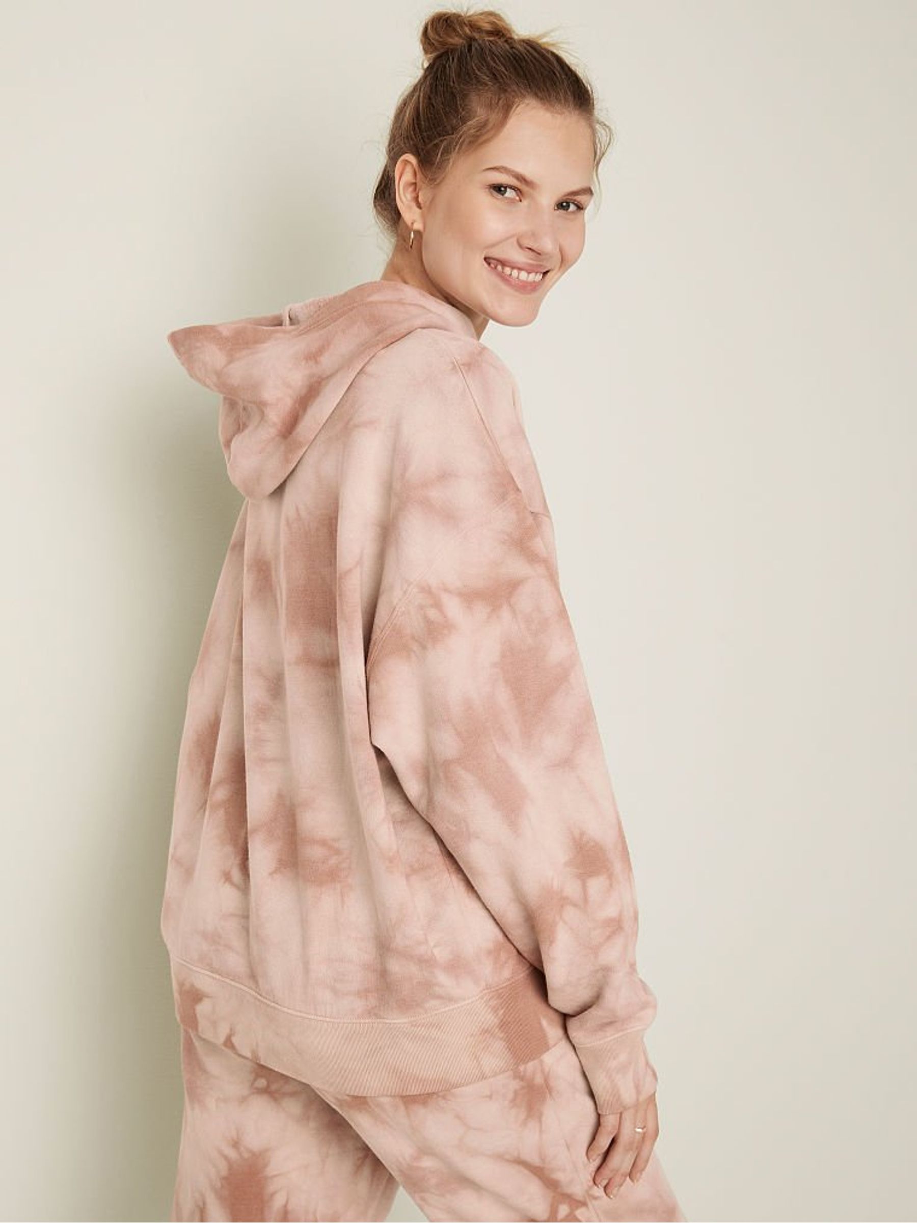 Stucco Beige Cloudy Tie Dye Unisex Pullover Sweatshirt - Image 2 of 4