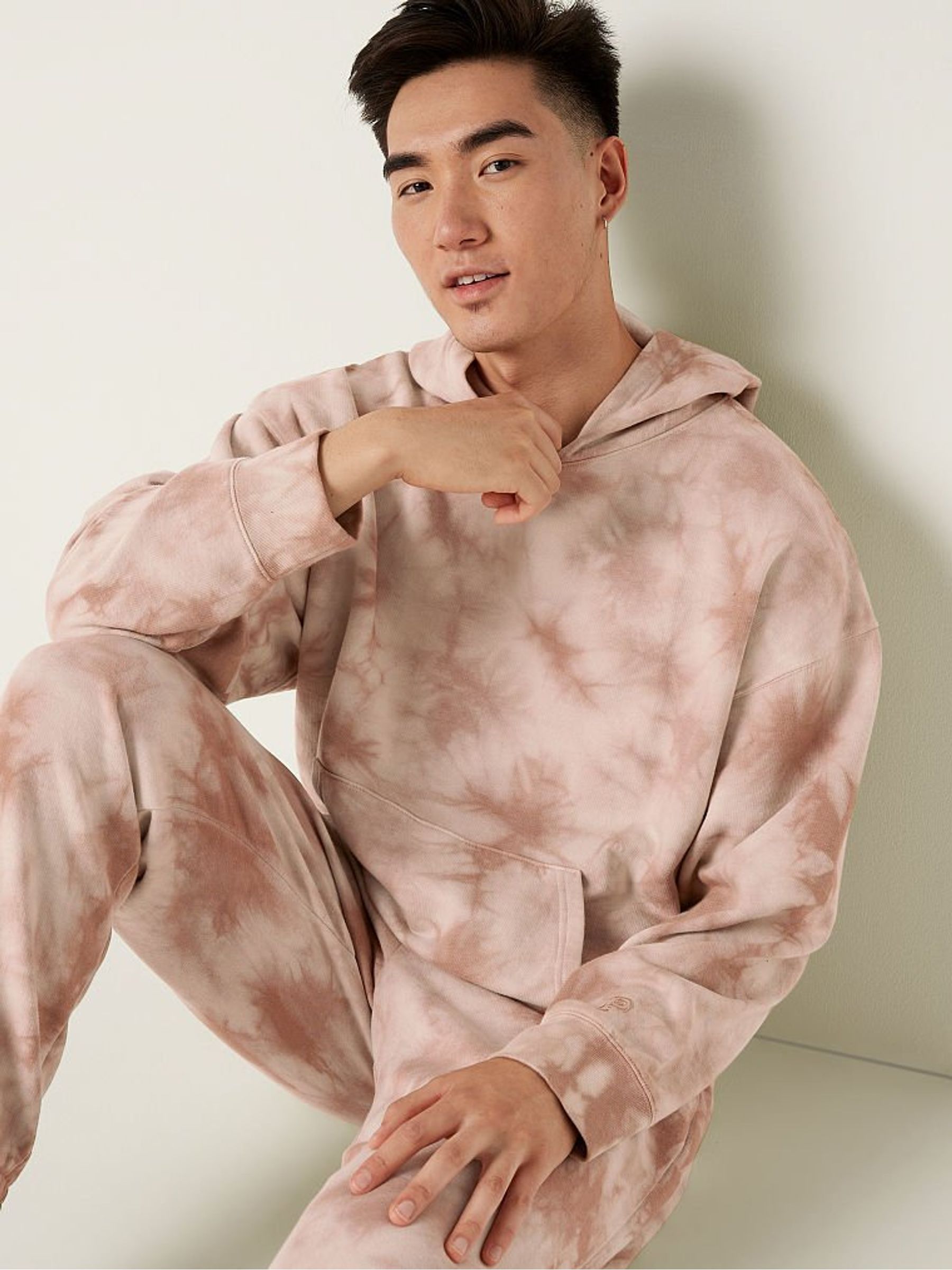 Stucco Beige Cloudy Tie Dye Unisex Pullover Sweatshirt - Image 3 of 4