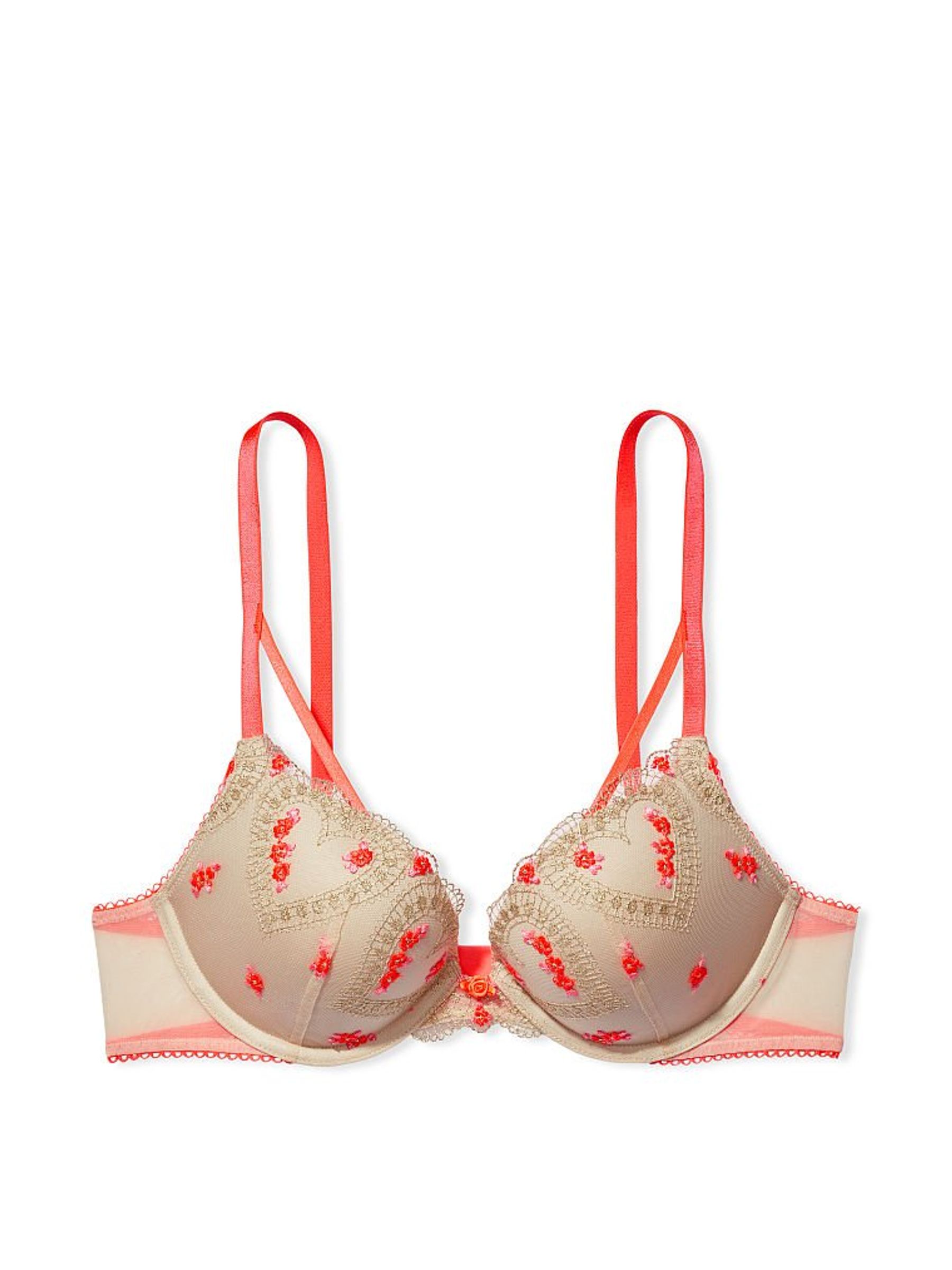 Champagne Nude Embroidered Push Up Bra - Image 3 of 4