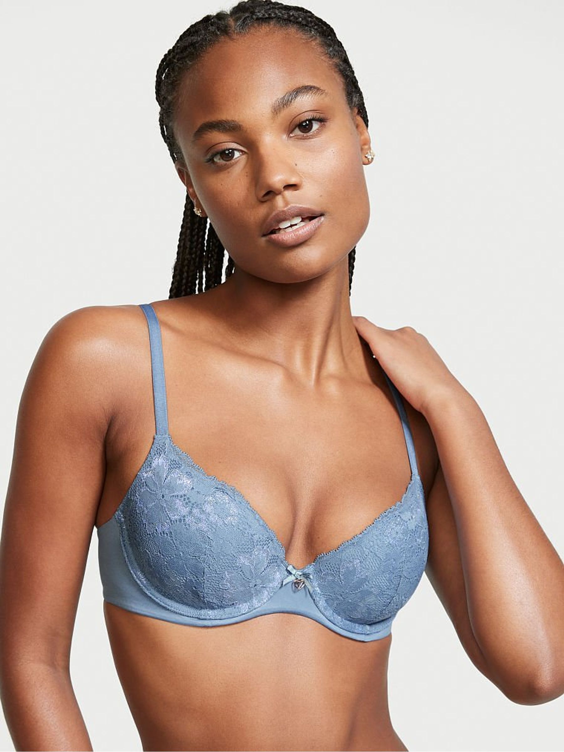 Faded Denim Blue Lace Lightly Lined Demi Bra - Image 1 of 3
