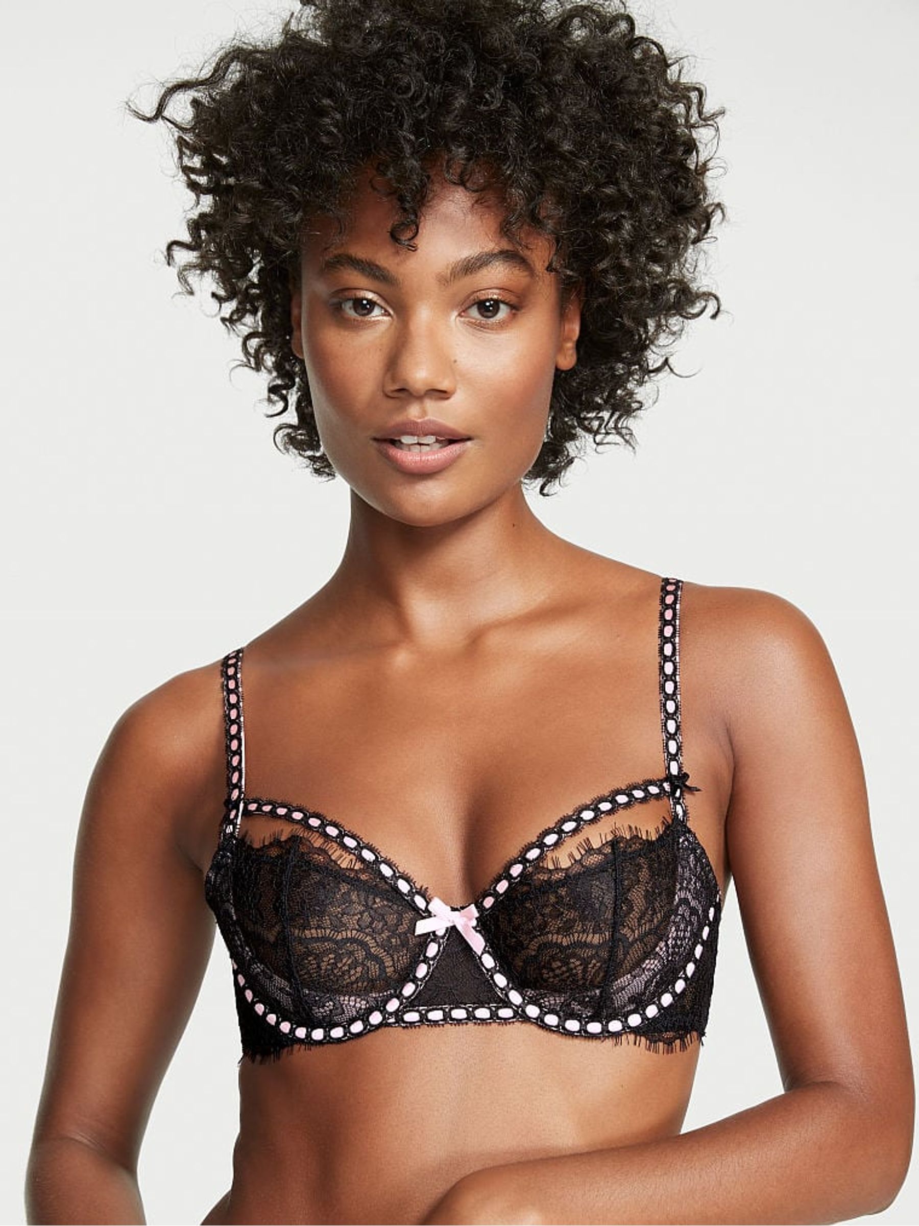 Black Unlined Balcony Lace Unlined Balcony Bra - Image 1 of 3