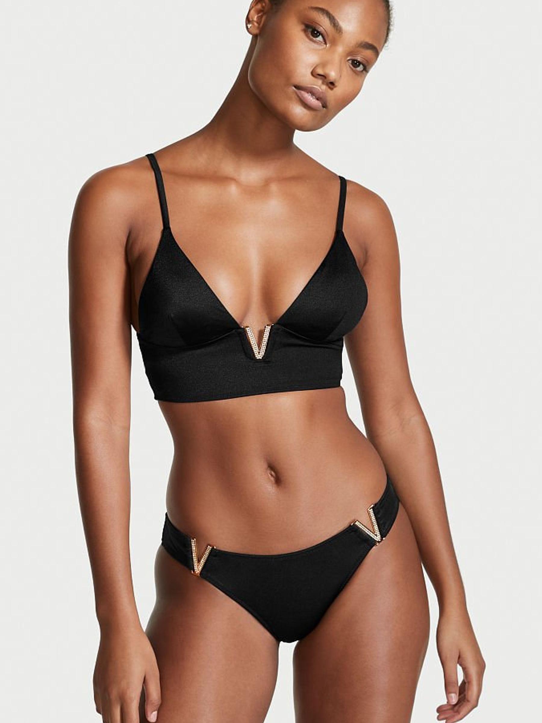 Black Plunge Triangle Bikini Top - Image 1 of 3