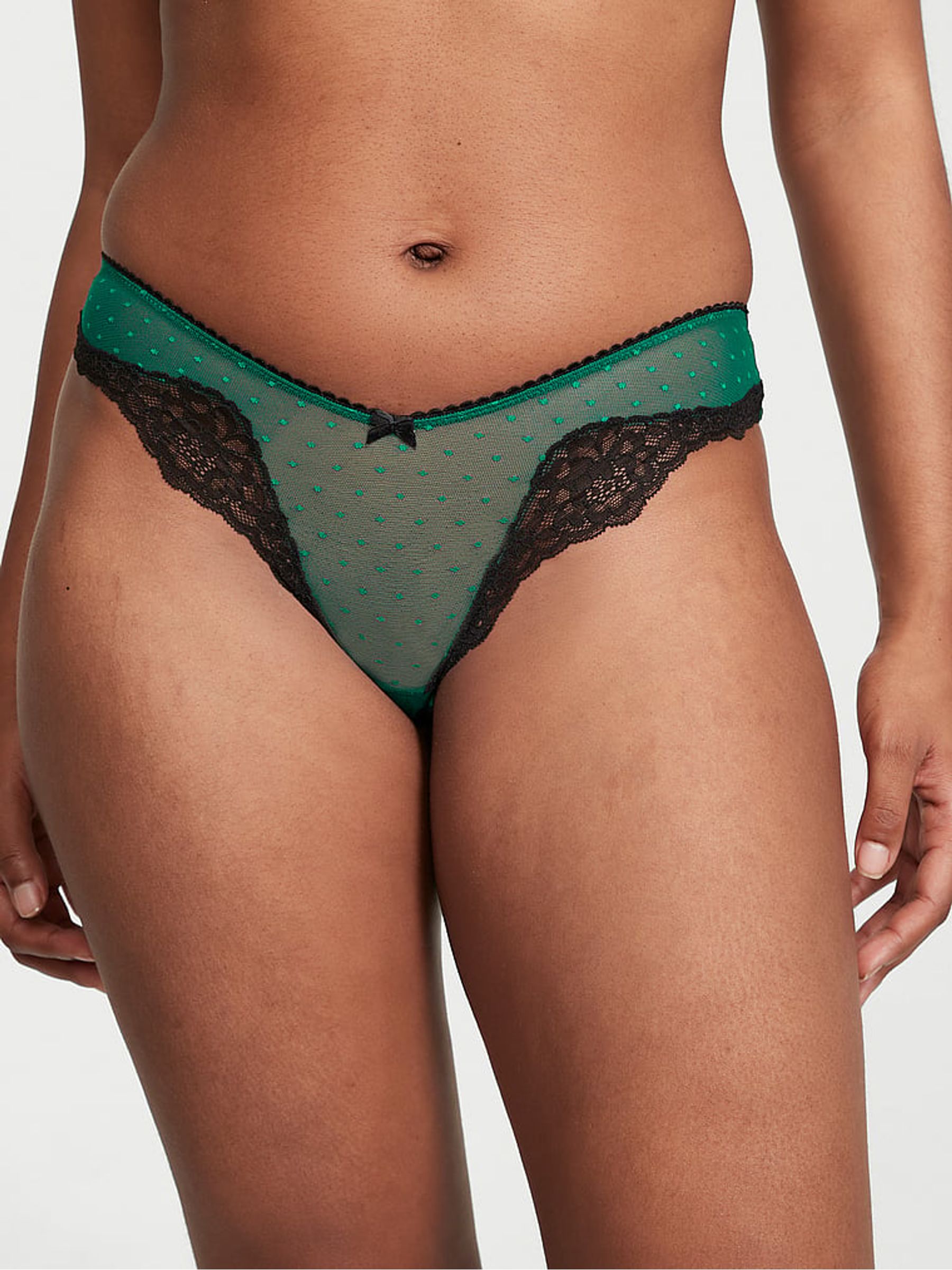 Black Ivy Green Black Lace Brazilian Knickers - Image 1 of 3