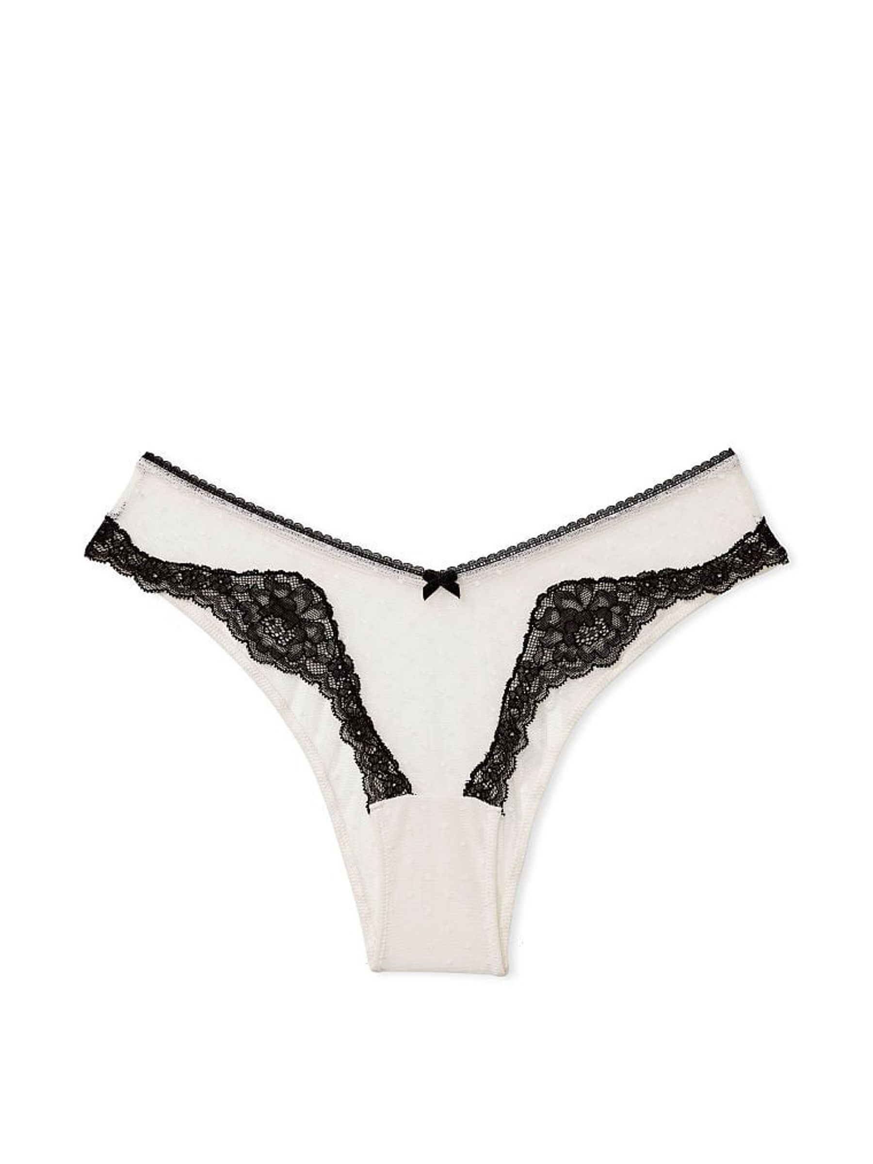 Coconut White Black Lace Brazilian Knickers - Image 3 of 3