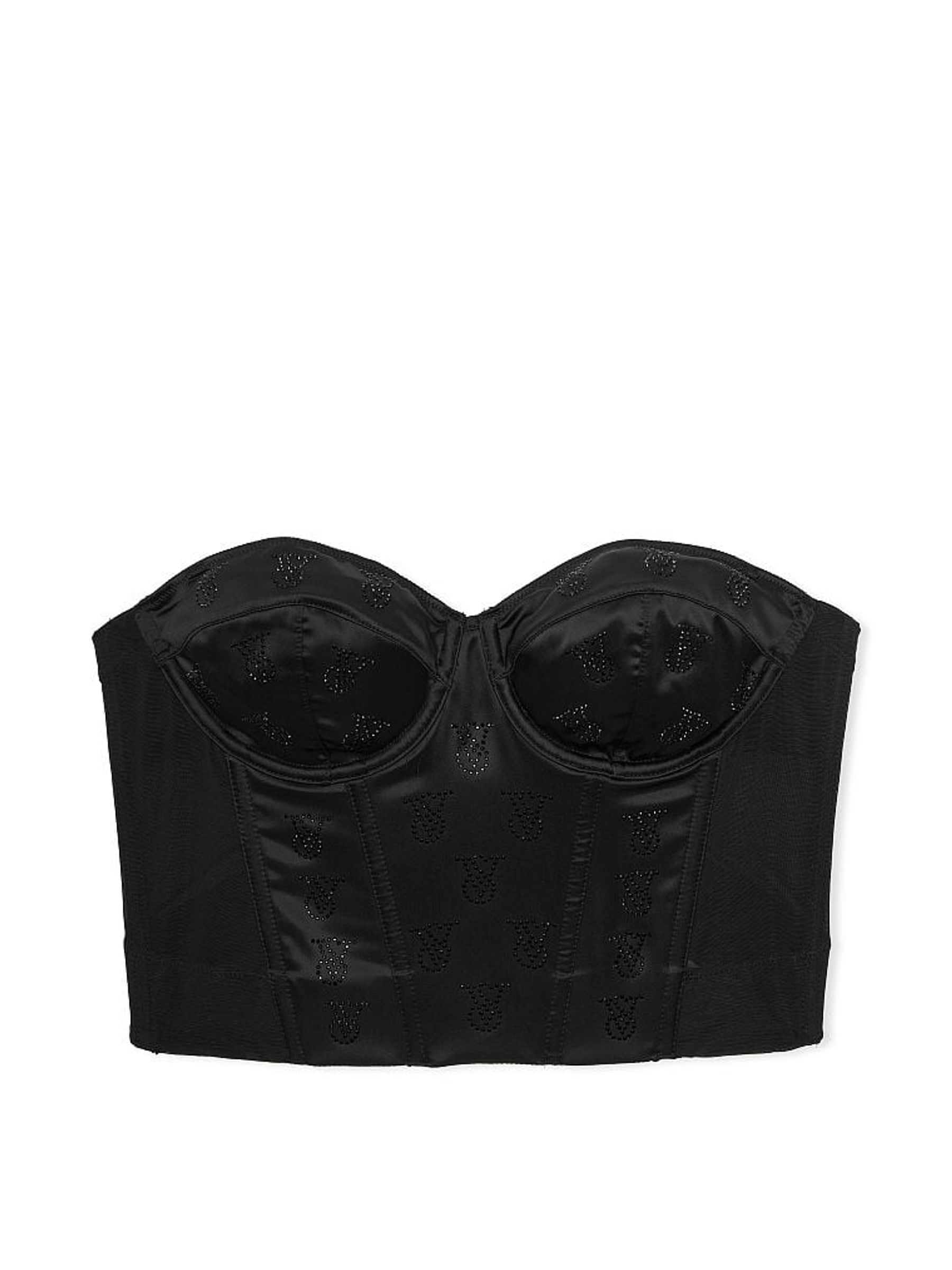 Black Satin Logo Push Up Bra Top - Image 4 of 4