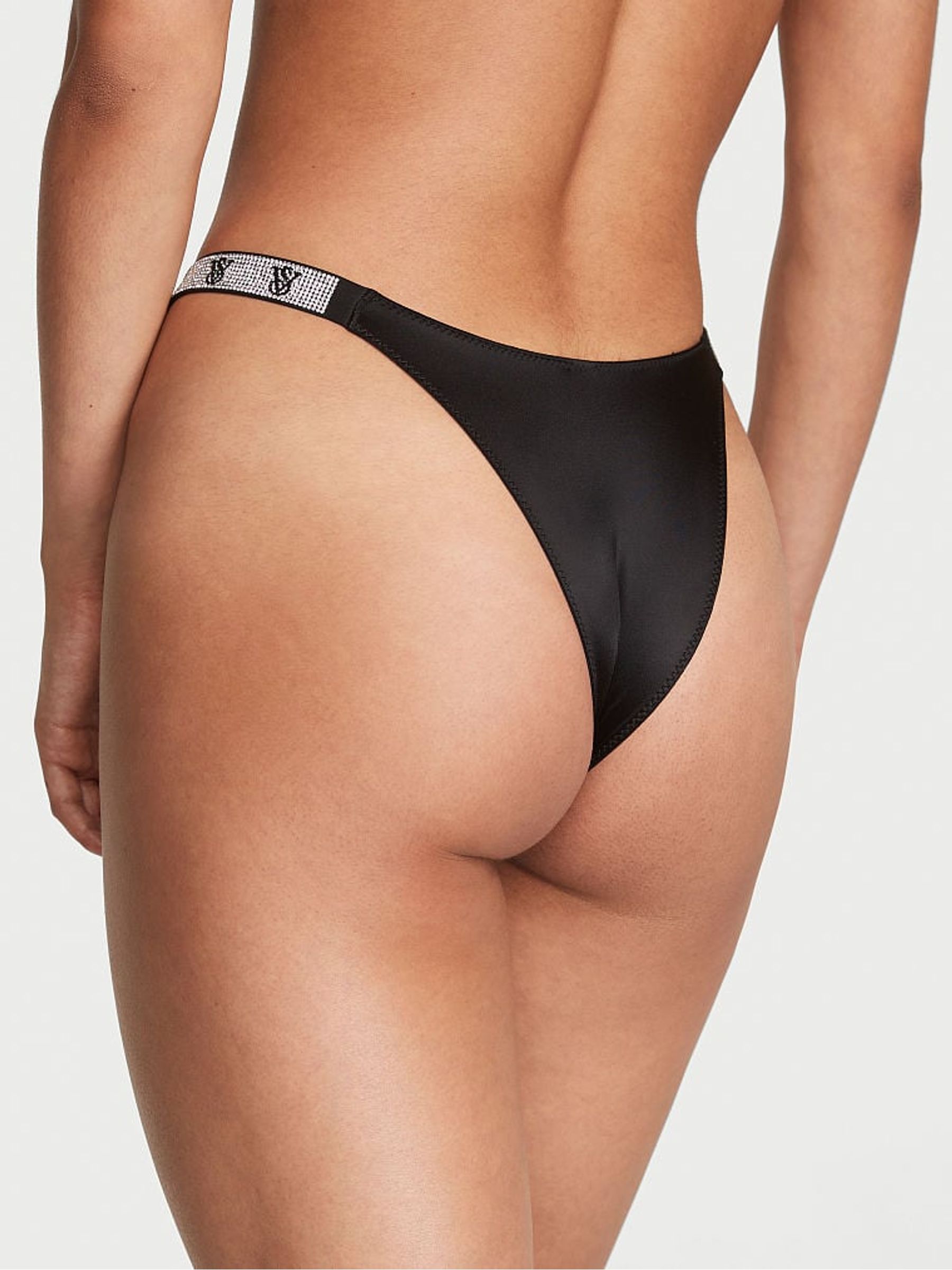 Black Smooth Monogram Brazilian Shine Strap Knickers - Image 2 of 3