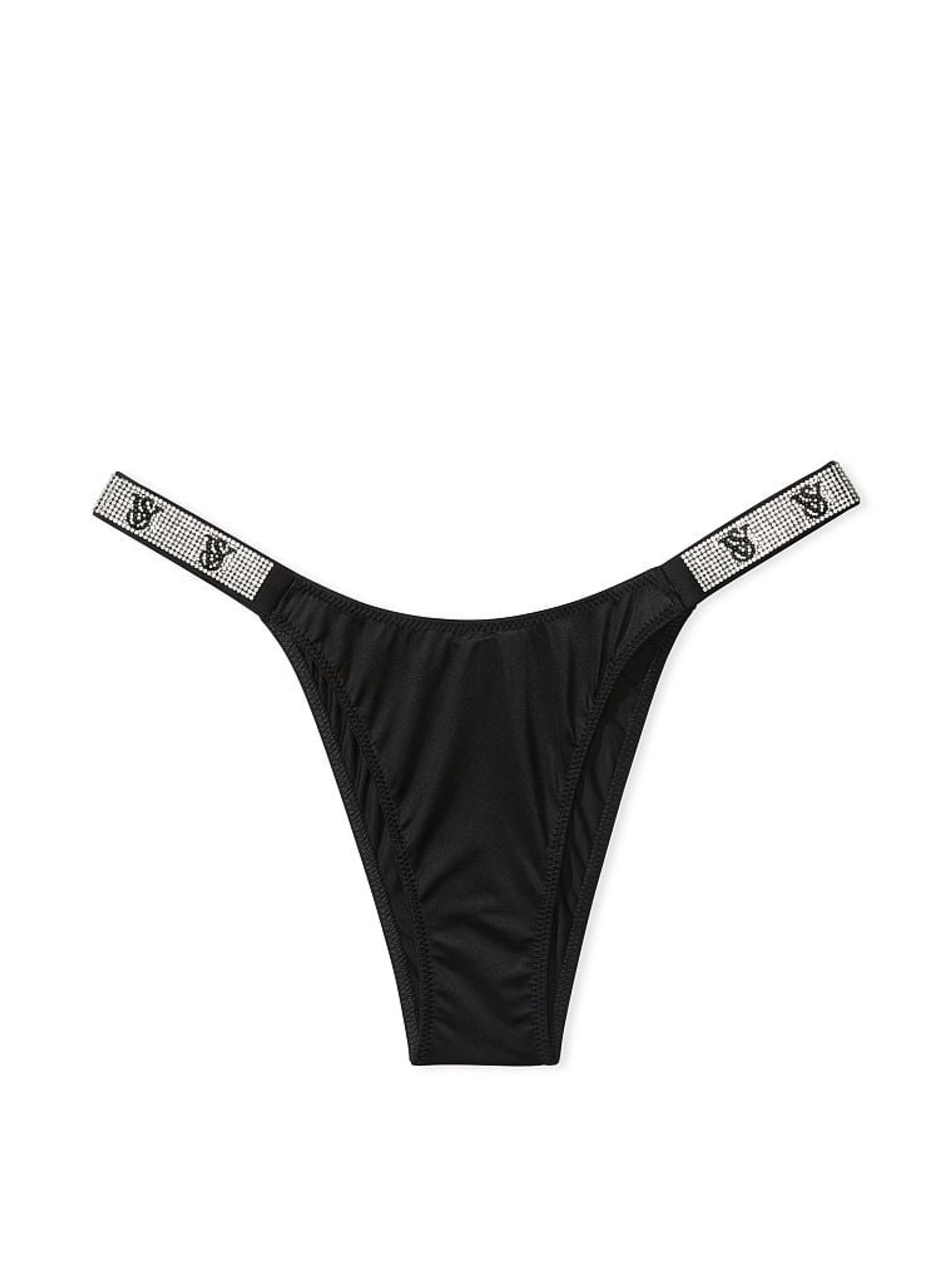 Black Smooth Monogram Brazilian Shine Strap Knickers - Image 3 of 3