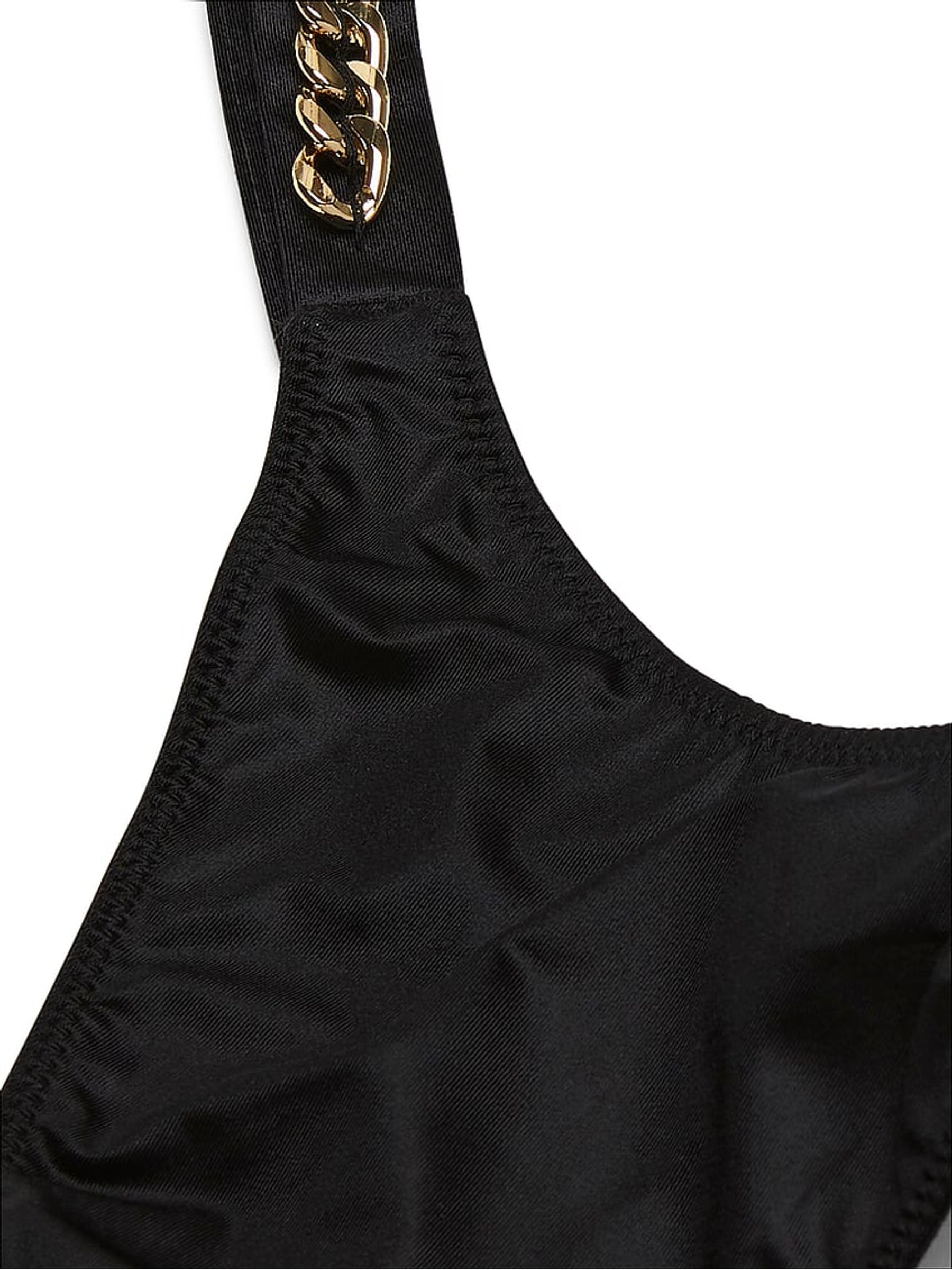 Black Chain Thong Shine Strap Knickers - Image 4 of 4