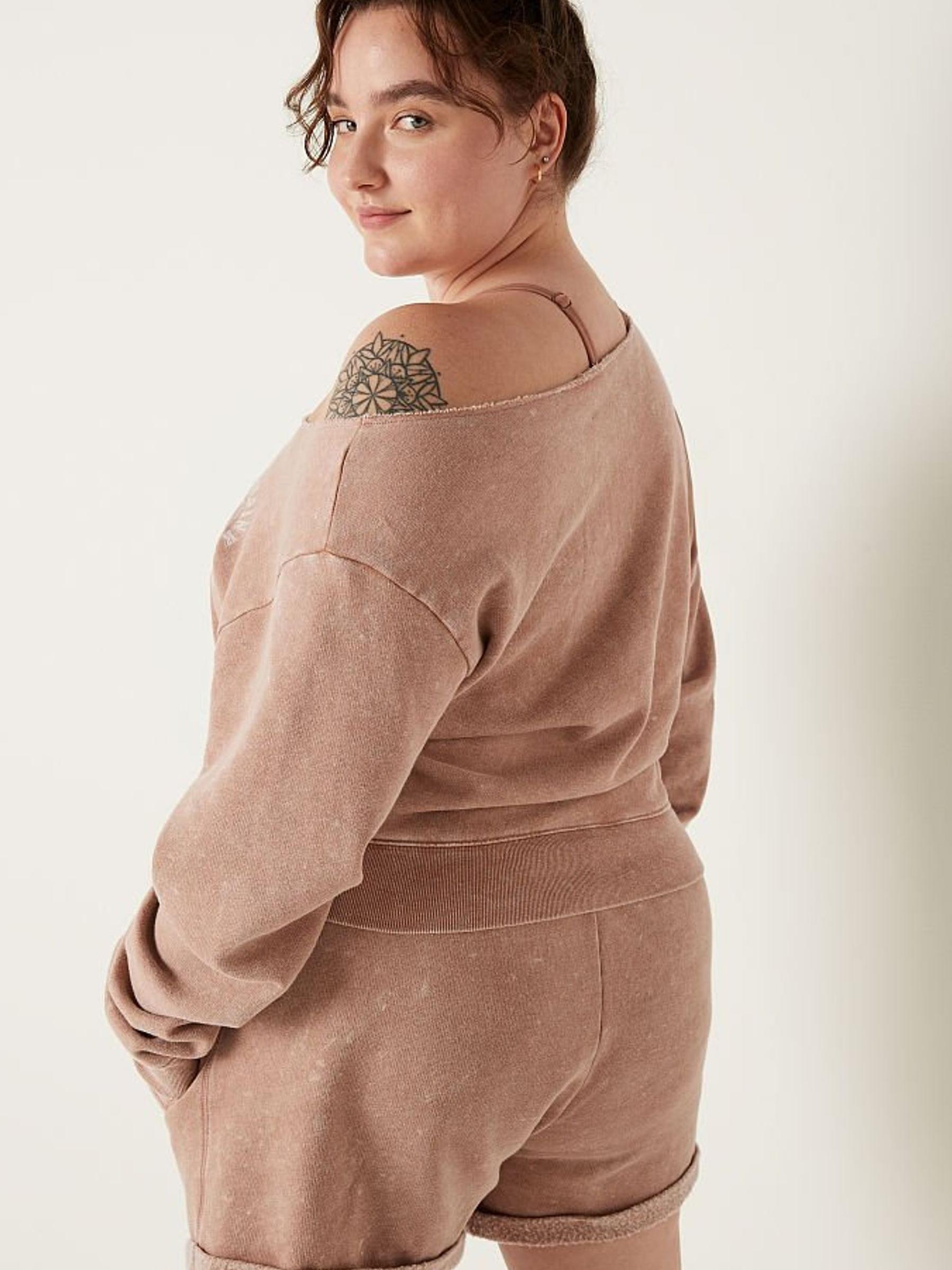 Stucco Beige Everyday Lounge Off The Shoulder Sweatshirt - Image 2 of 4