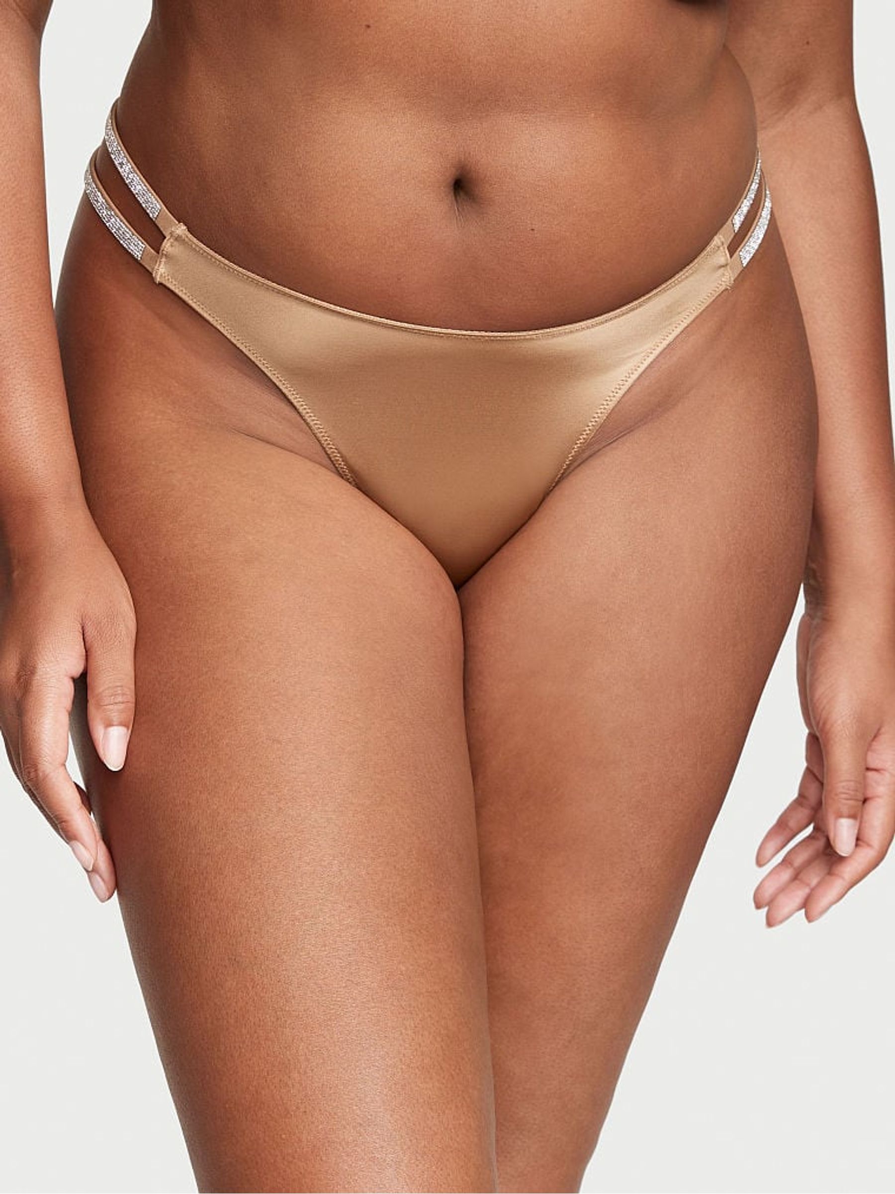 Toffee Nude Smooth Double Thong Shine Strap Knickers - Image 1 of 3