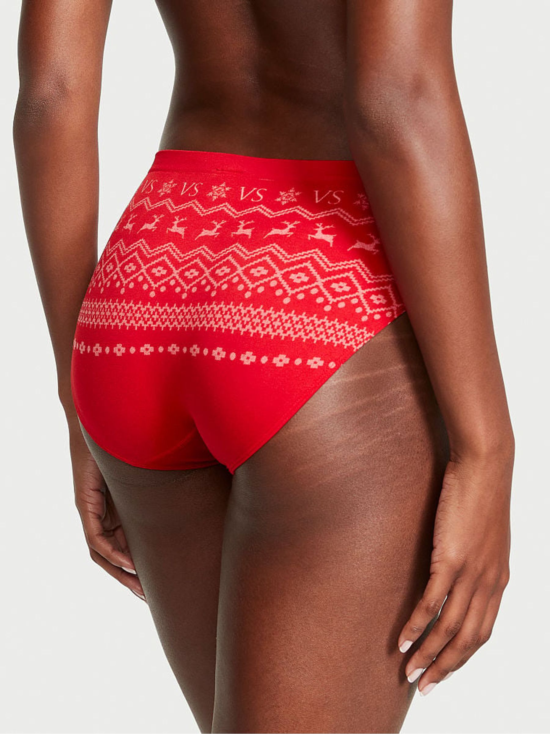 Lipstick Red Reindeer Fairisle Smooth High Leg Knickers - Image 2 of 3