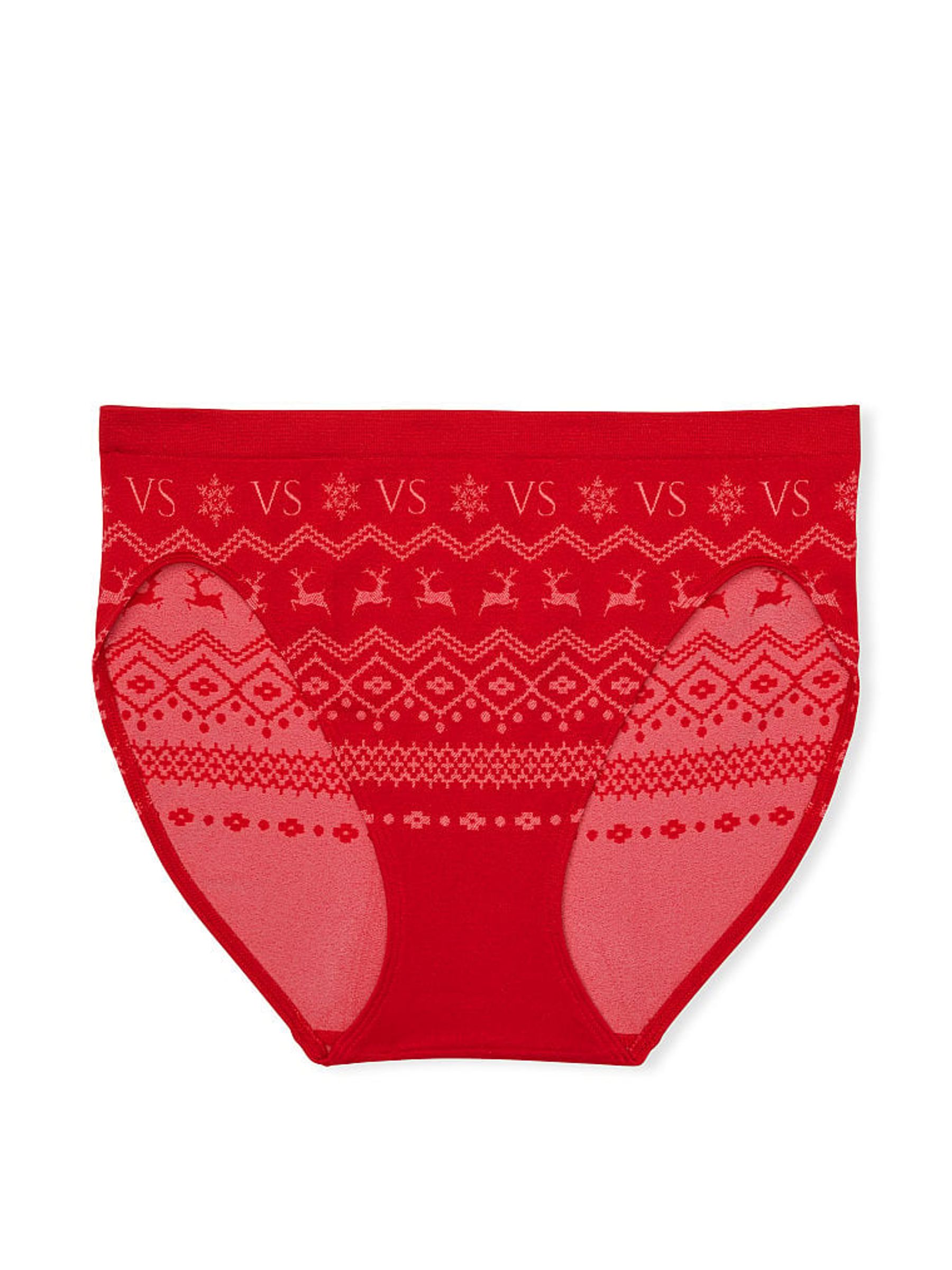 Lipstick Red Reindeer Fairisle Smooth High Leg Knickers - Image 3 of 3
