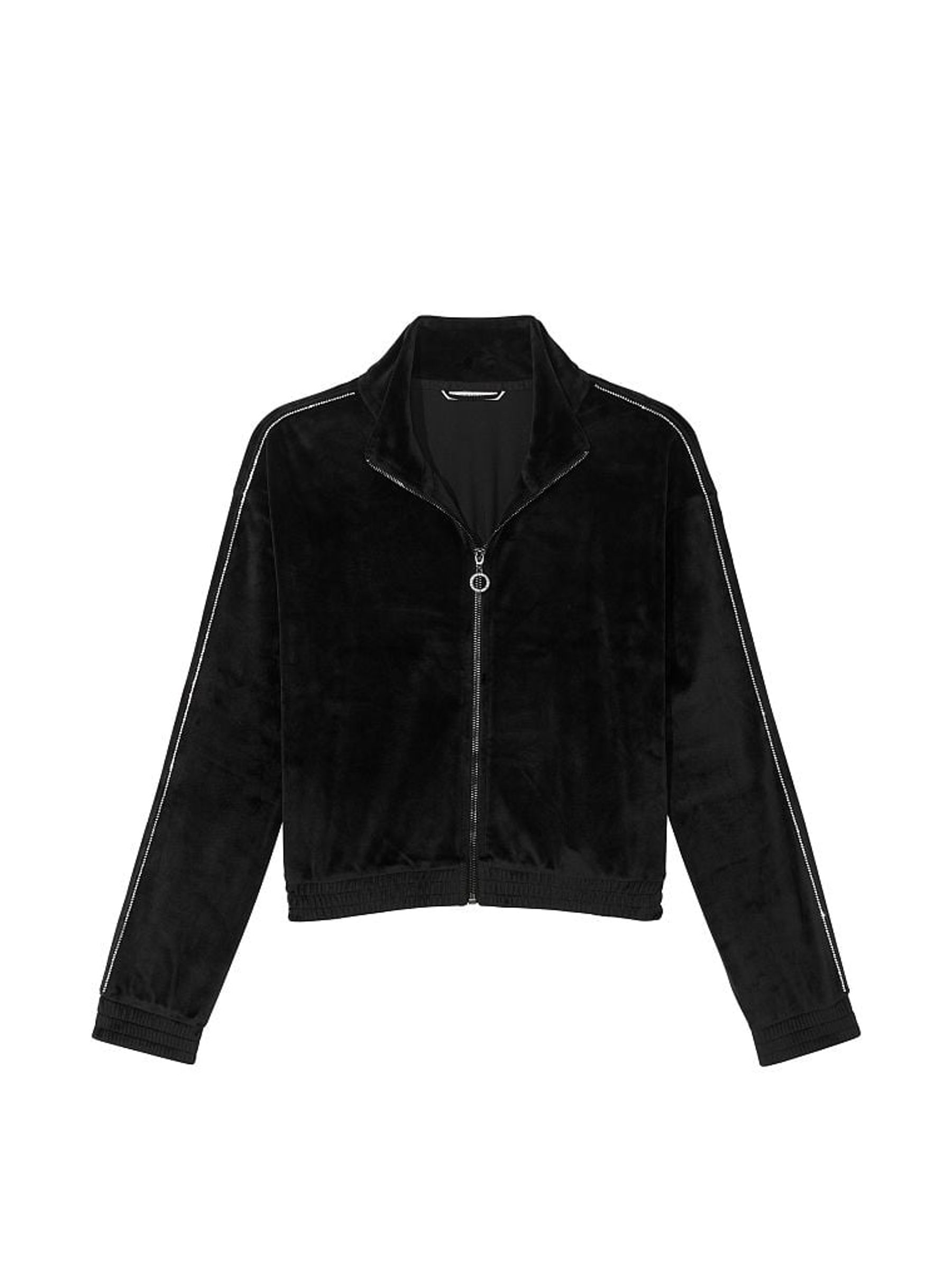 Pure Black Diamante Velour Track Jacket - Image 3 of 3