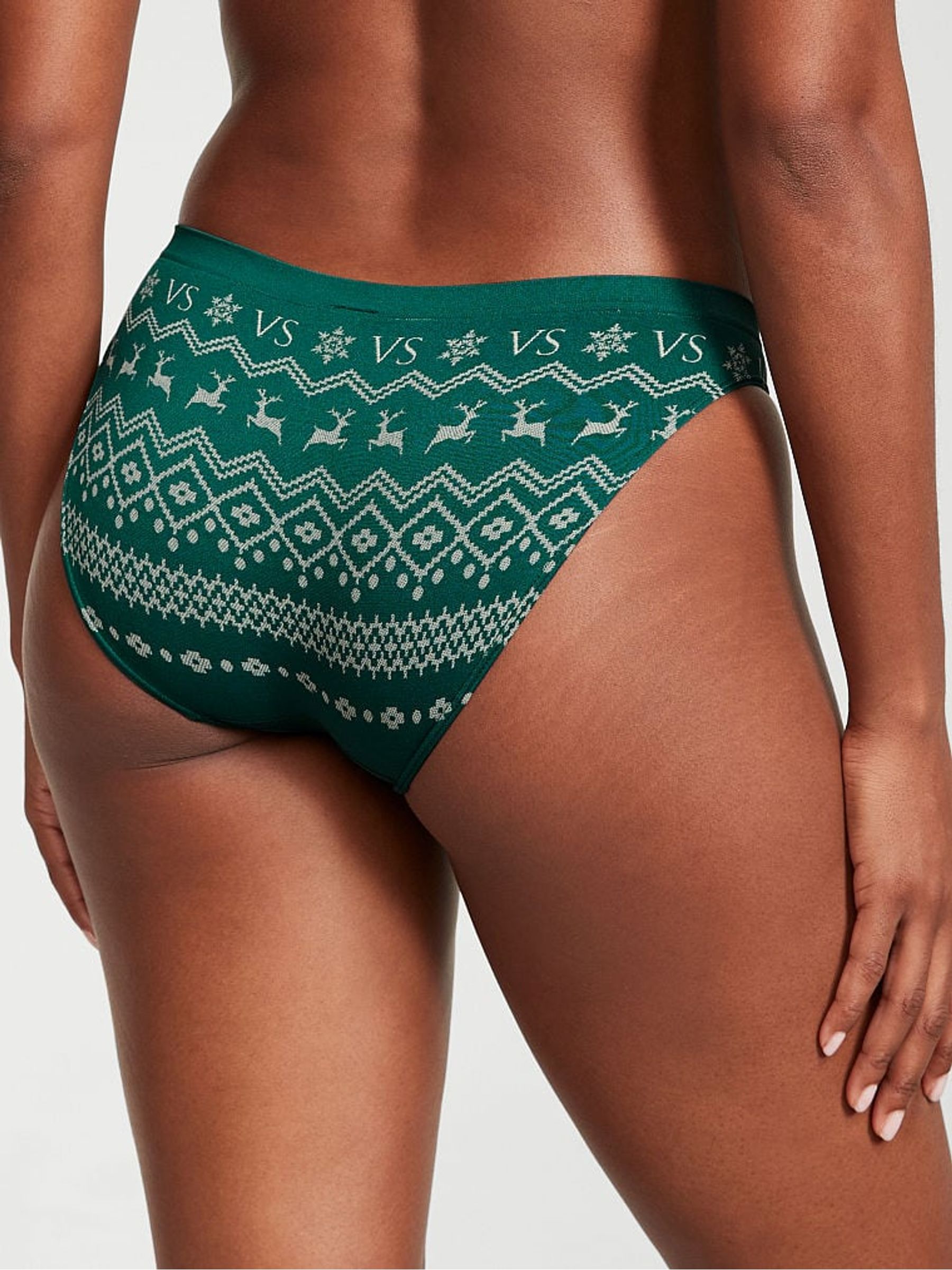 Black Ivy Green Reindeer Fairisle Smooth Bikini Knickers - Image 1 of 3