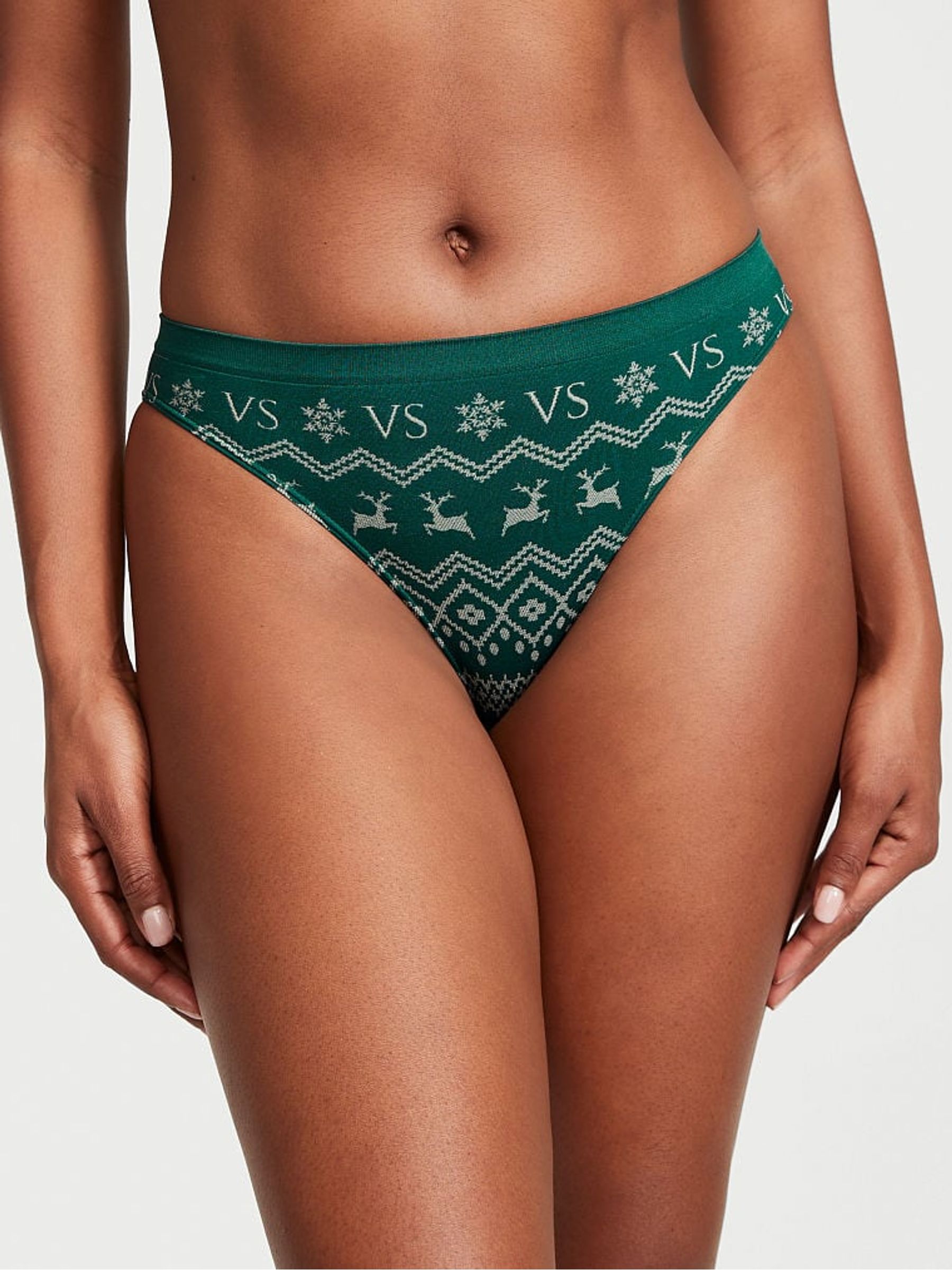 Black Ivy Green Reindeer Fairisle Smooth Bikini Knickers - Image 2 of 3