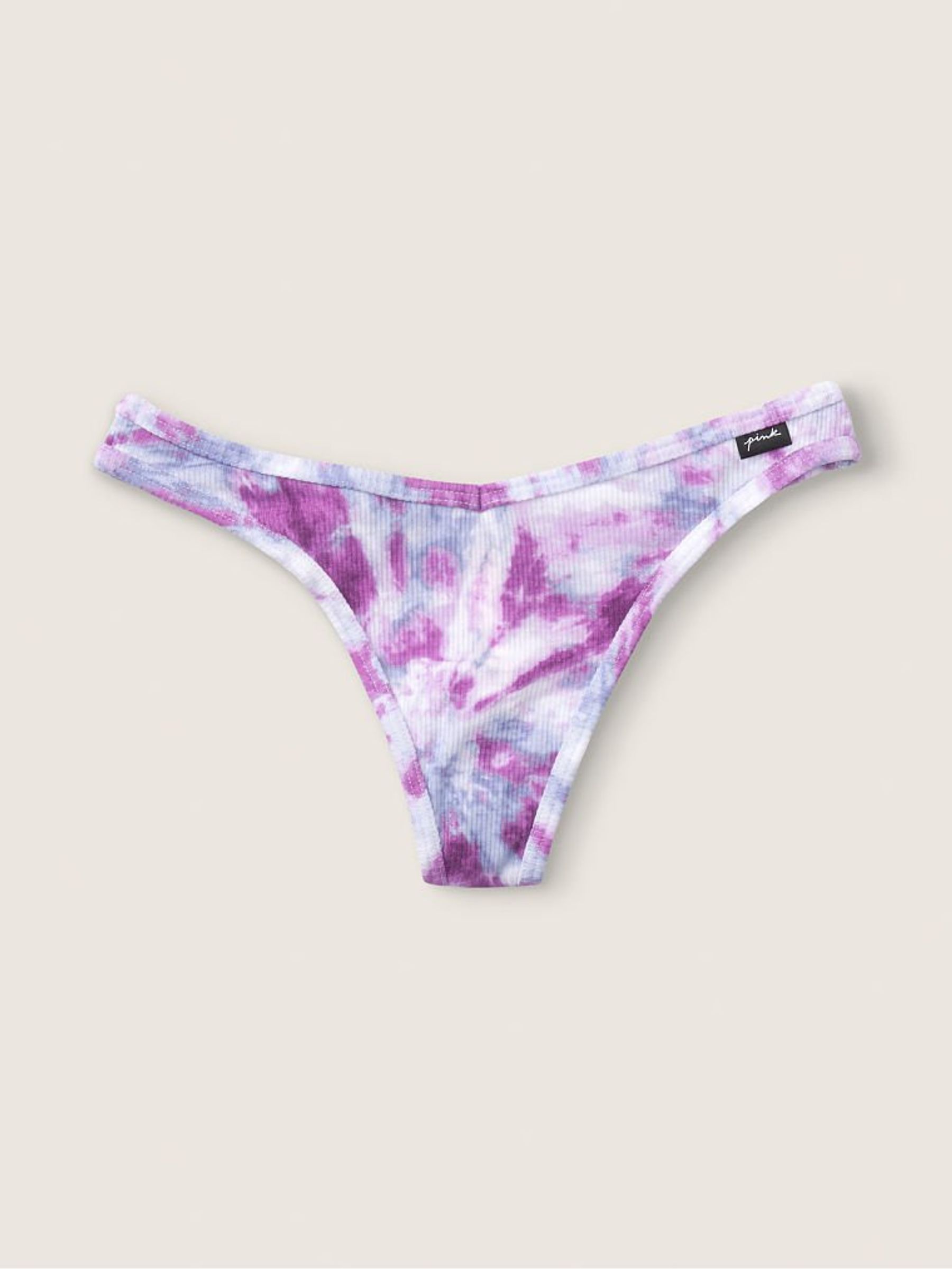 Tie Dye Daisy Purple Cotton Thong Knickers - Image 1 of 2