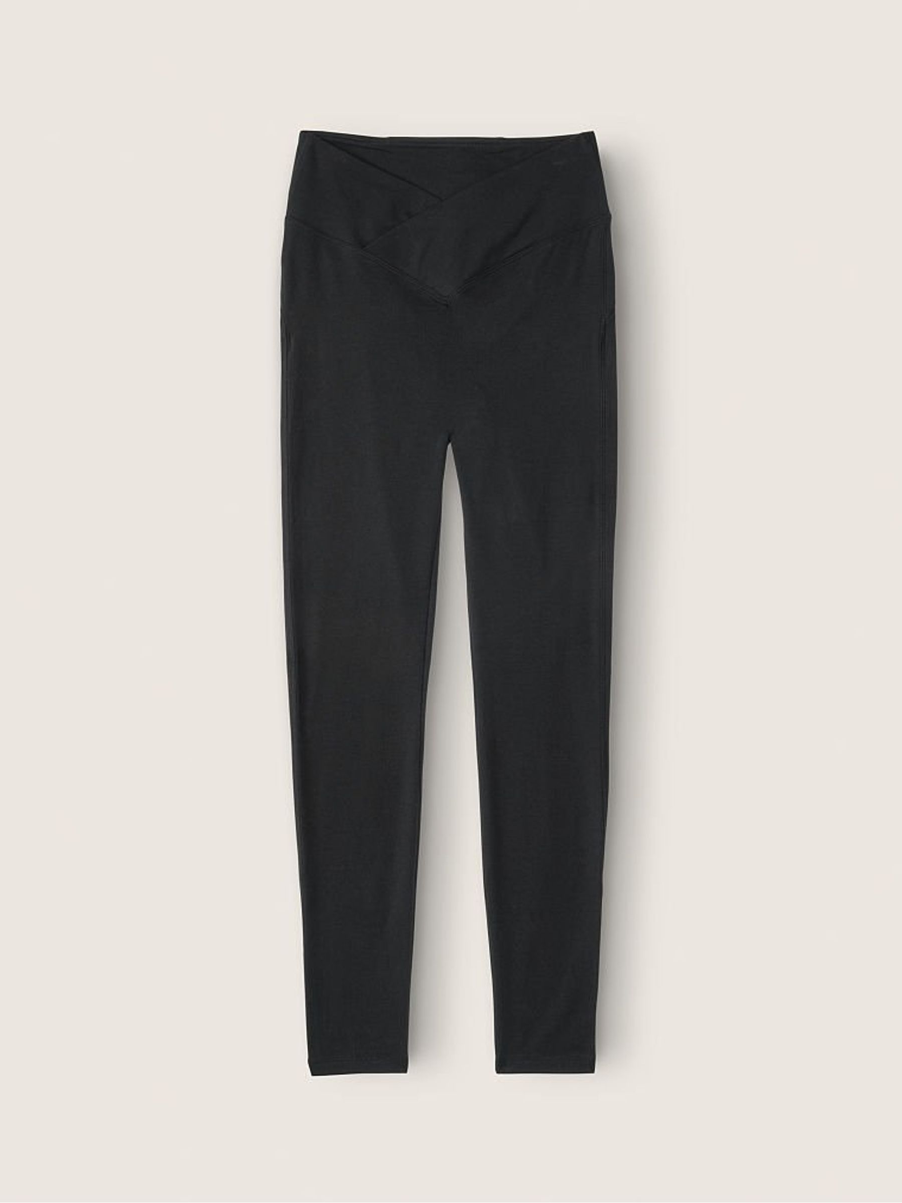 Black Cotton High Waist Full Length V Crossover Legging - Image 4 of 4