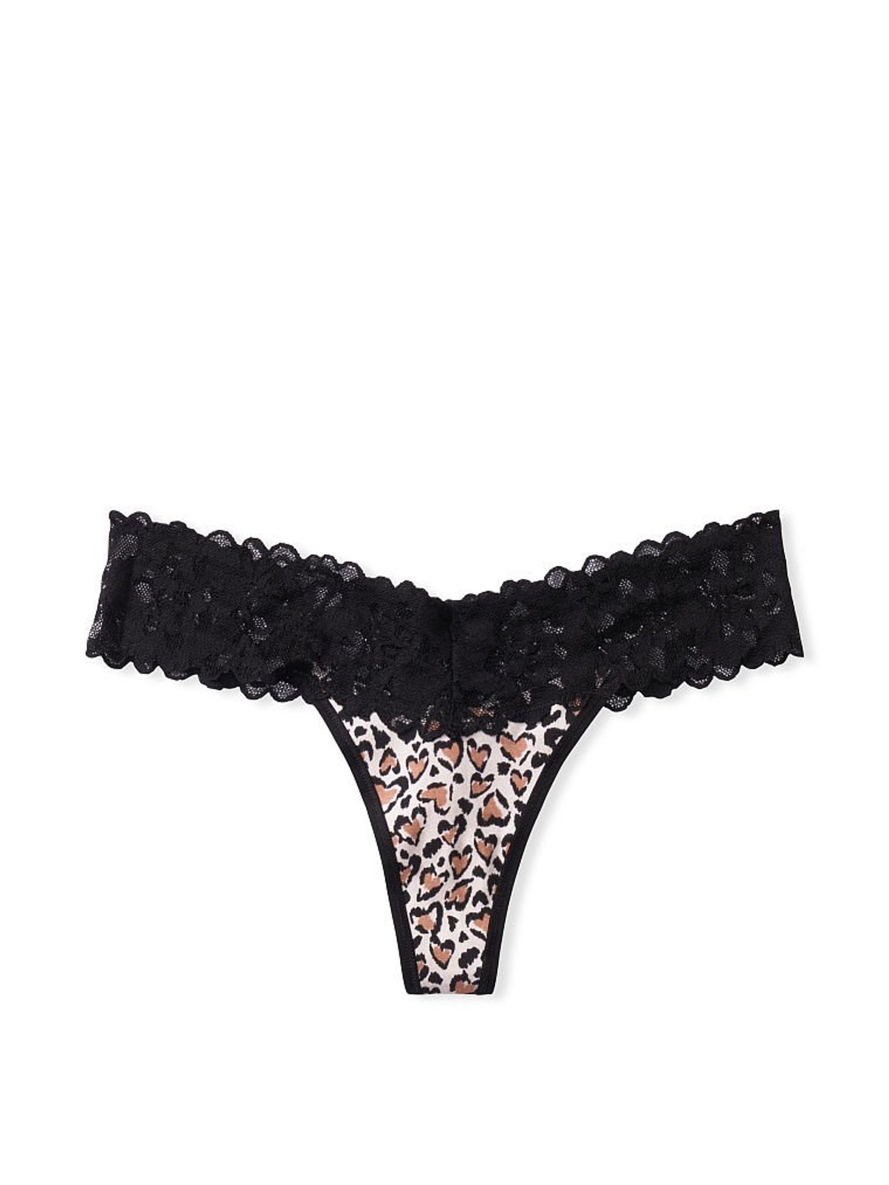 Black Lace Waist Thong Panty - Image 3 of 3