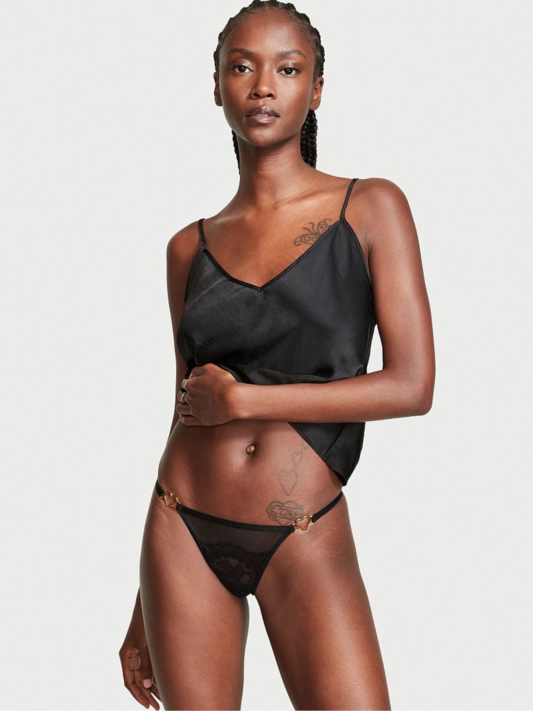 Black Lace Thong Knickers - Image 1 of 4