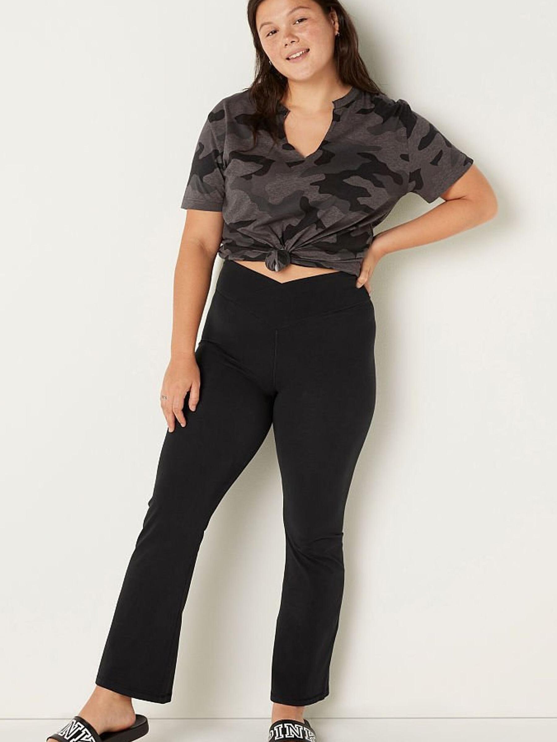Pure Black Wash Cotton High Waist Ankle V Crossover Flare - Image 1 of 1