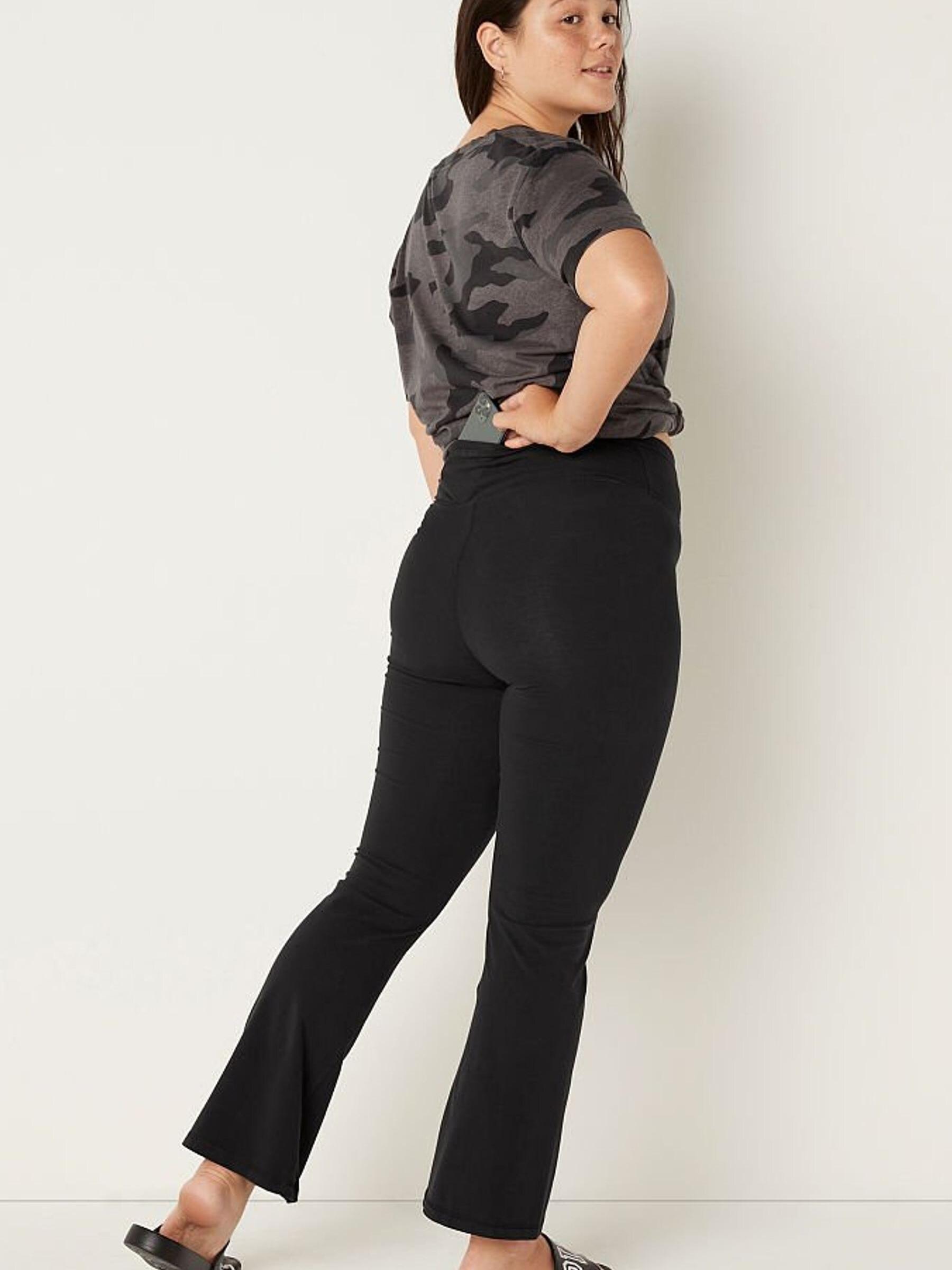 Pure Black Wash Cotton High Waist Ankle V Crossover Flare - Image 2 of 4