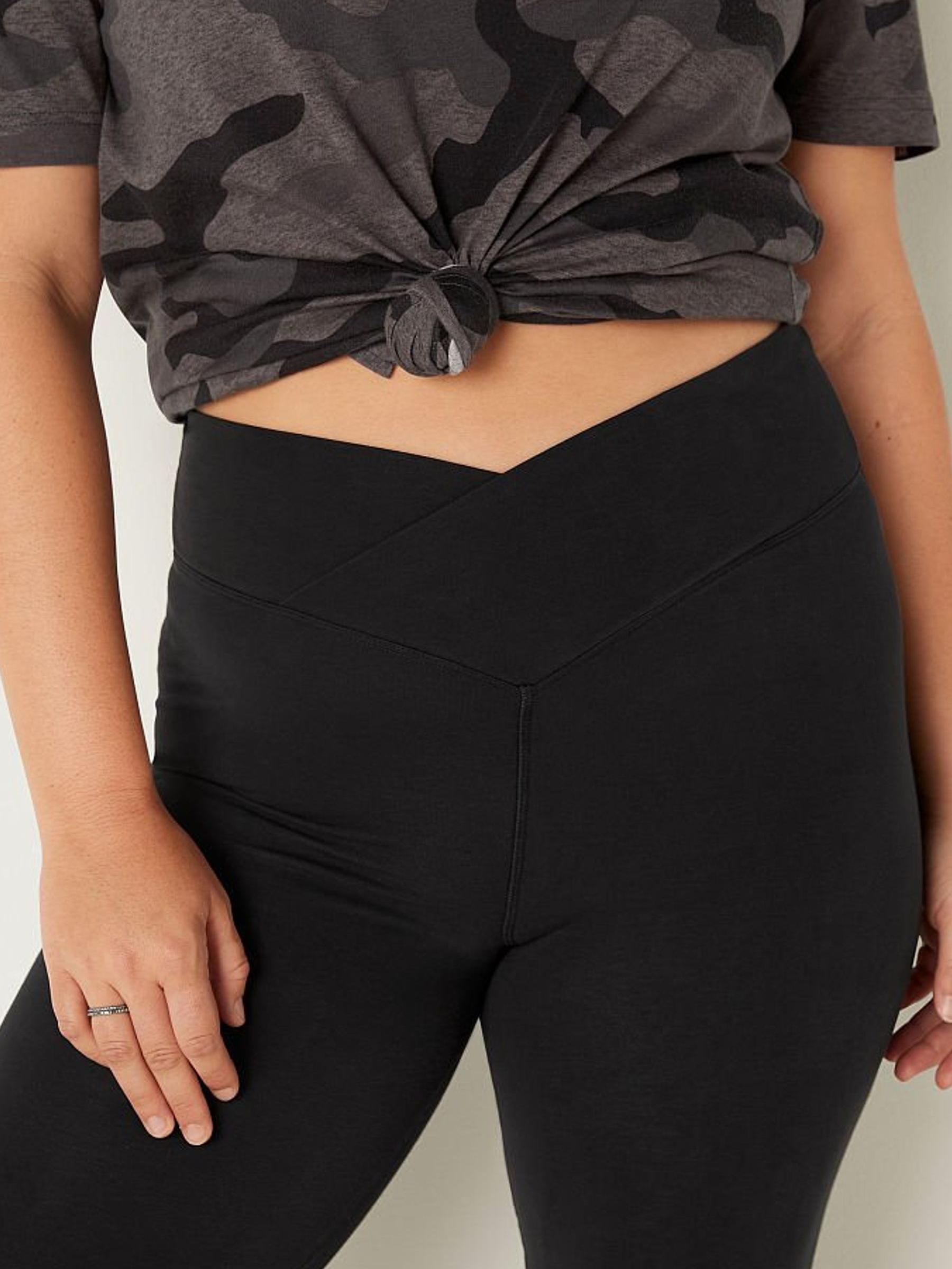 Pure Black Wash Cotton High Waist Ankle V Crossover Flare - Image 4 of 4
