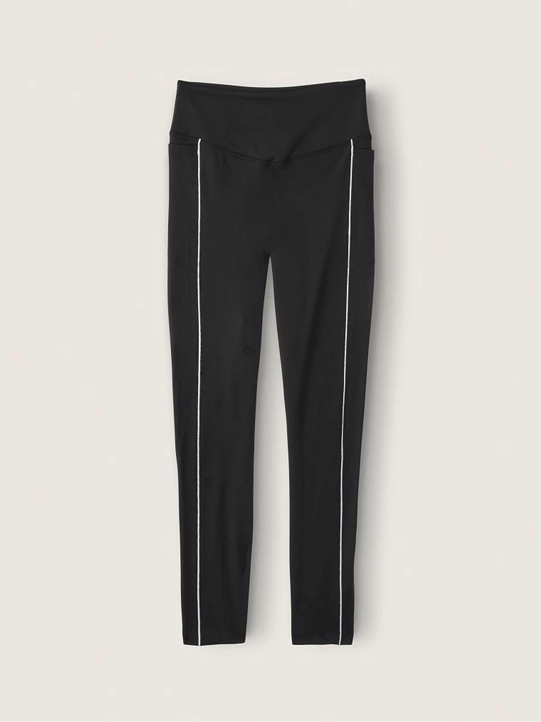 Pure Black W/ White Piping Ultimate V High Waist Legging - Image 3 of 4