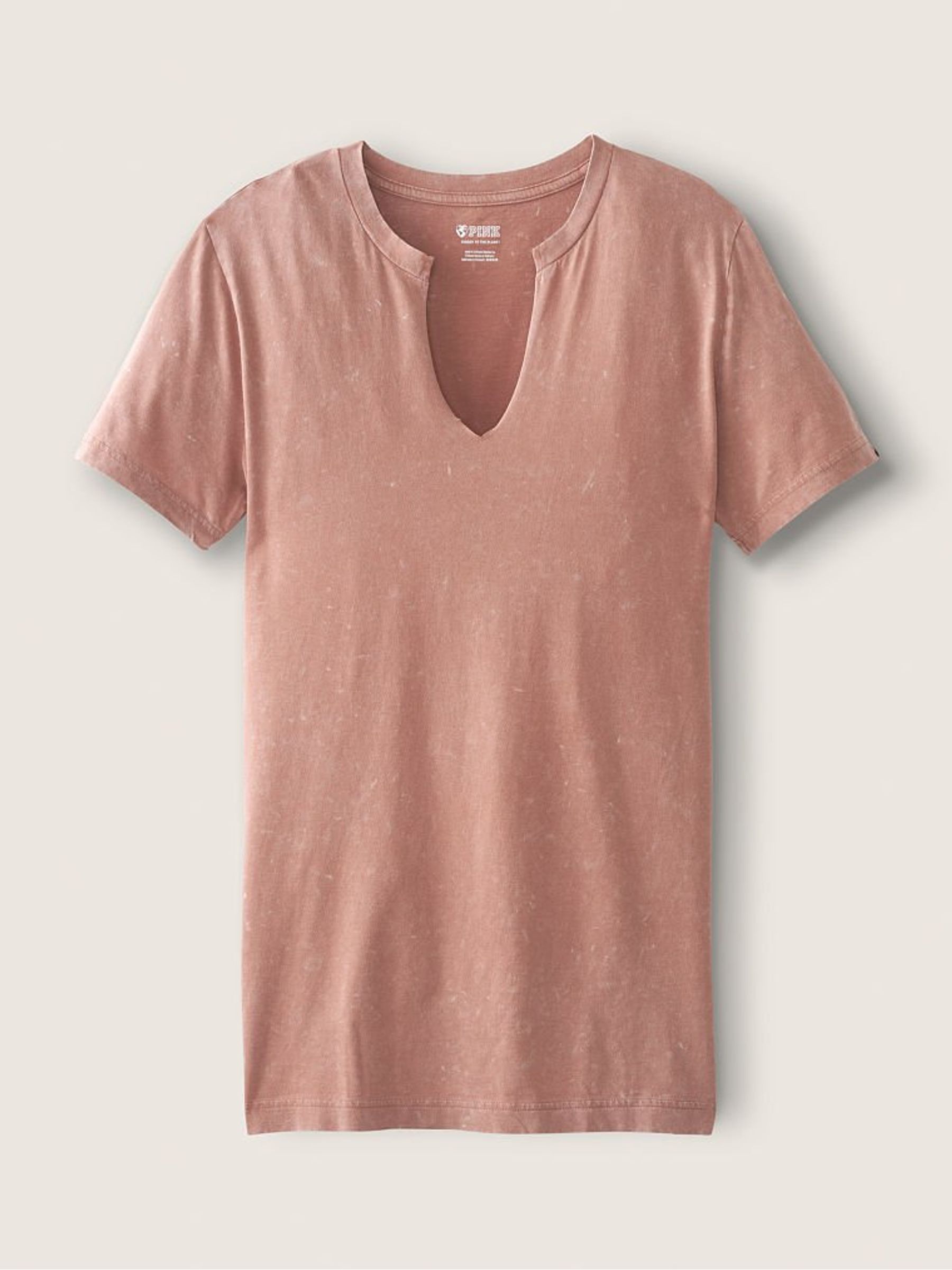 Stucco Beige Campus Short Sleeve Notch Neck T-Shirt - Image 4 of 4 Stucco Beige Campus Short Sleeve Notch Neck T-Shirt - Image 4 of 4