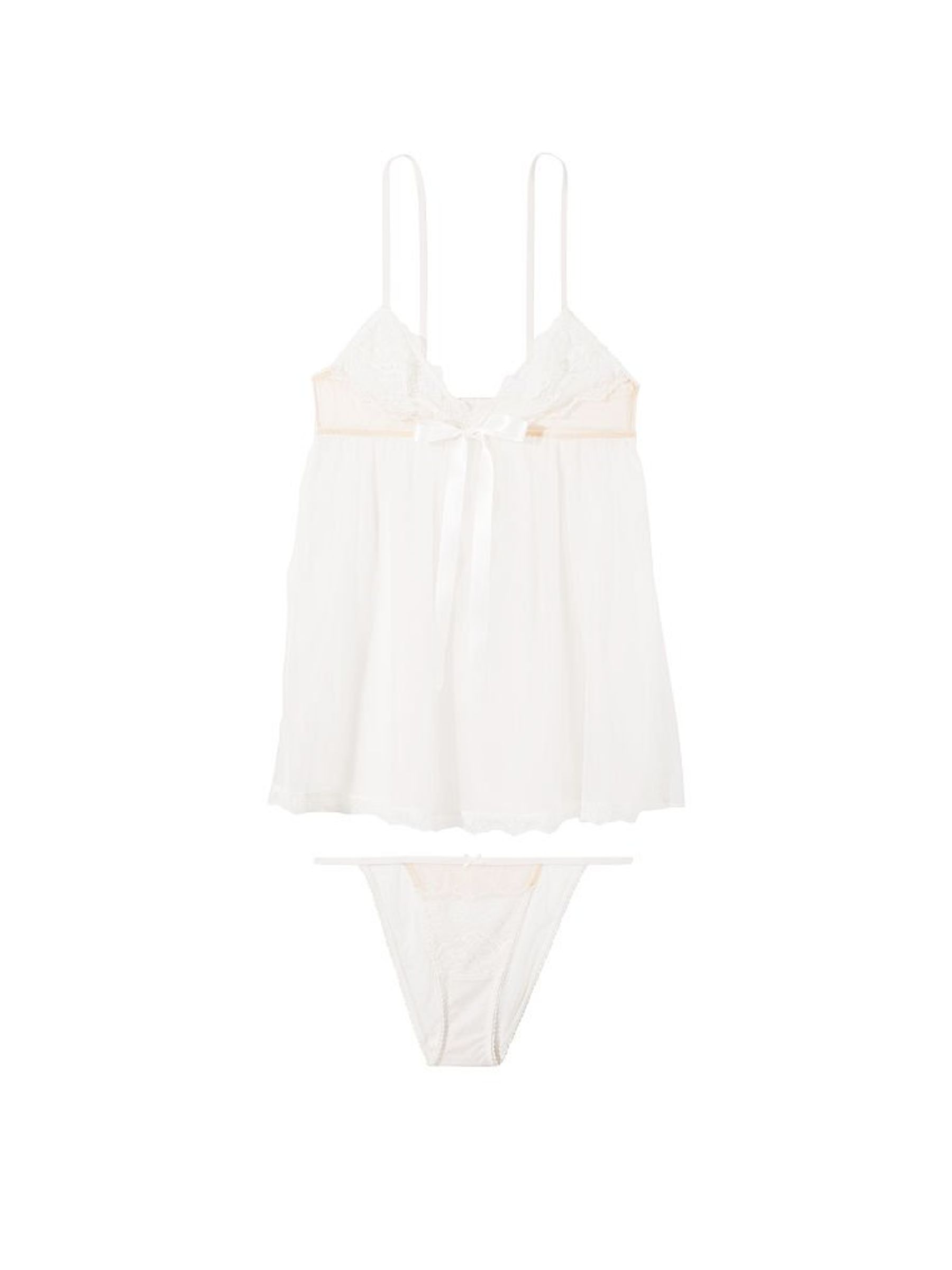Coconut White La Fleur Sheer Mesh And Lace Babydoll - Image 3 of 3