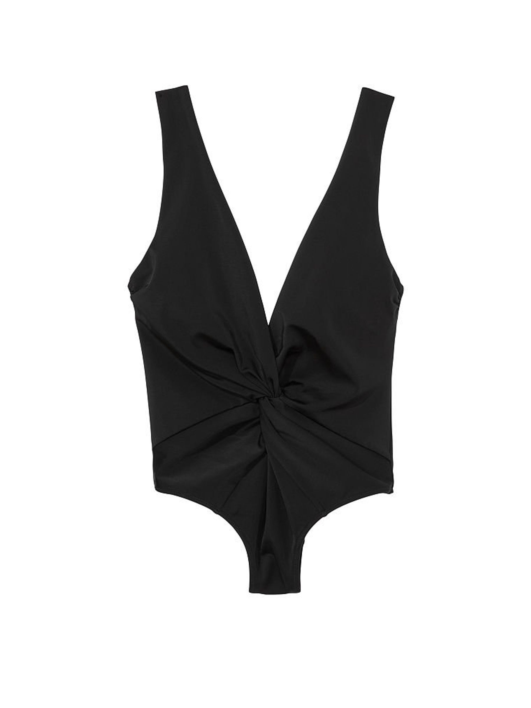 Black V Neck Plunge Open Back Swimsuit - Image 3 of 3