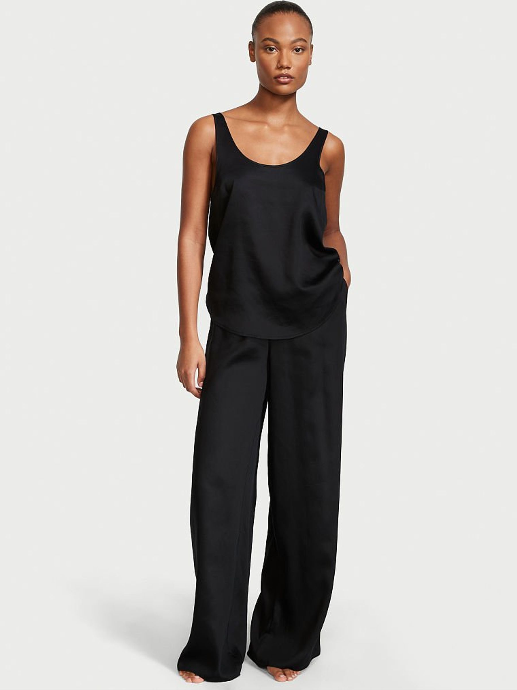 Black Wide Leg Pyjama Set - Image 1 of 3