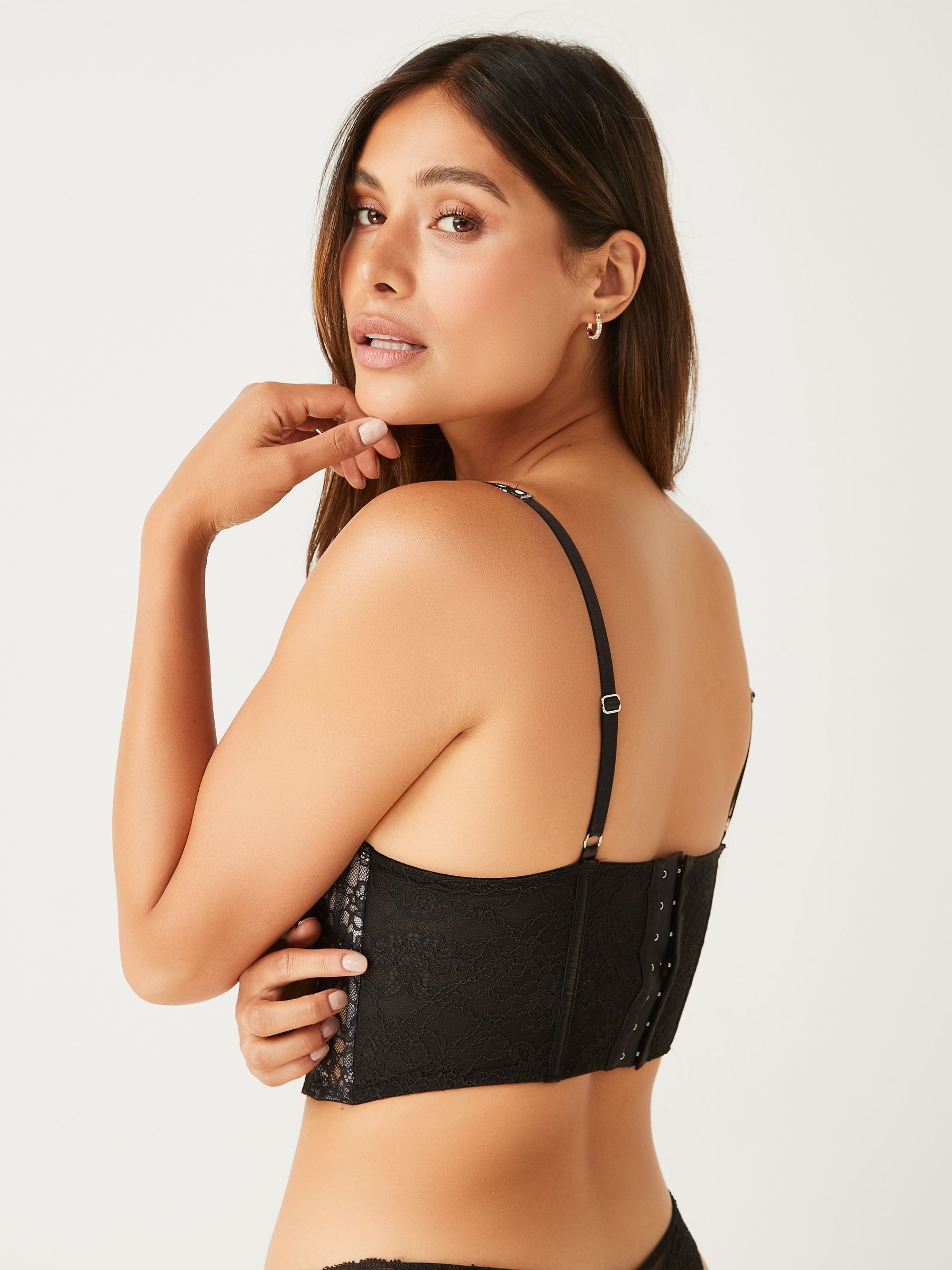 Black Corset Lace Unlined Balcony Bra - Image 2 of 4