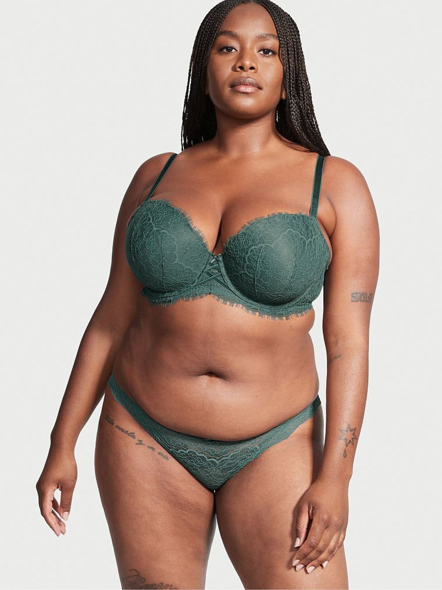 Midnight Jade Blue Lace Lightly Lined Demi Bra - Image 1 of 2