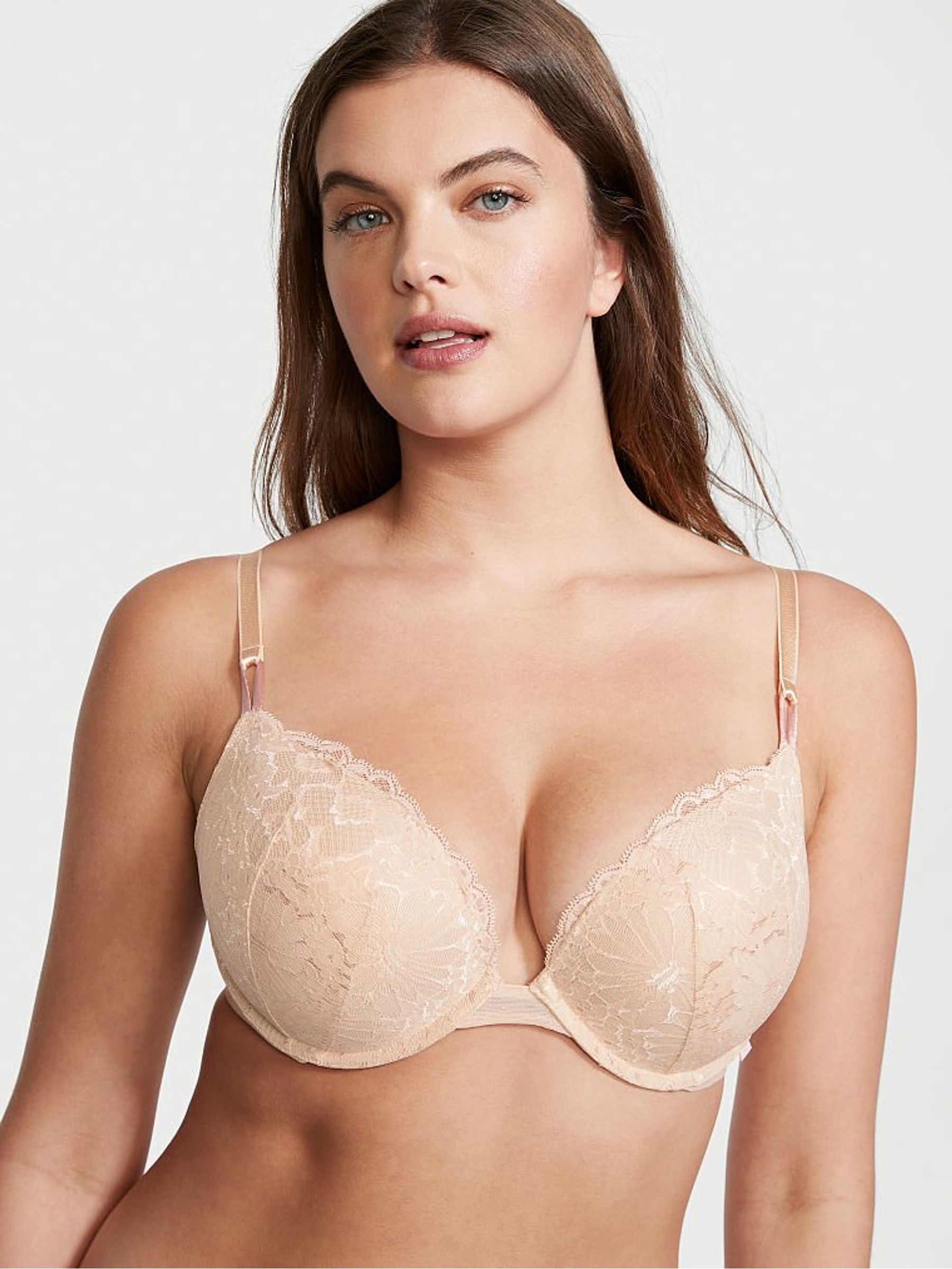 Champagne Nude Lace Push Up T-Shirt Bra - Image 1 of 4