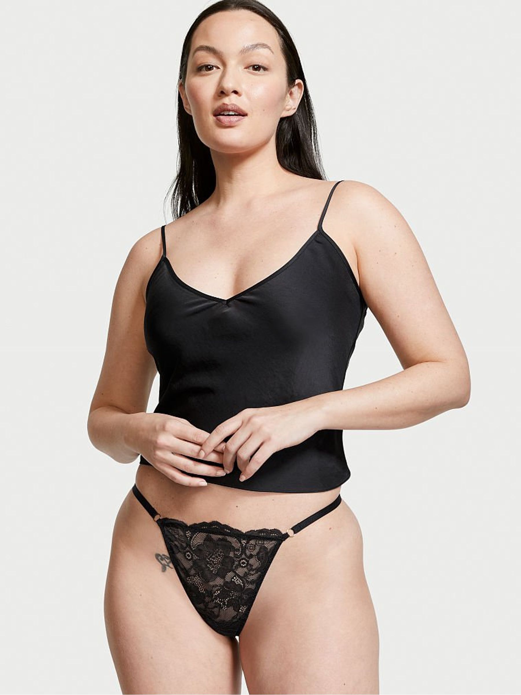 Black Lace G String Knickers - Image 1 of 4