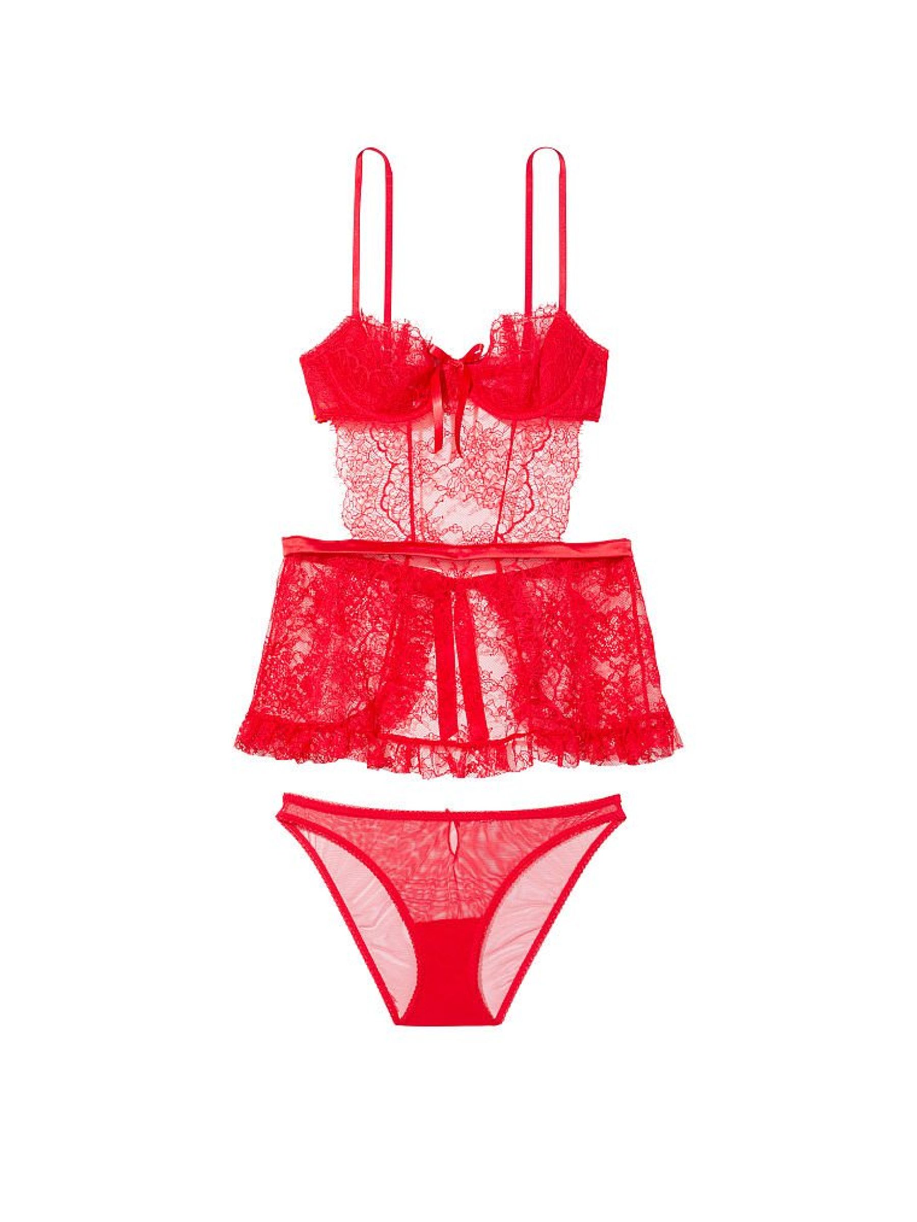 Lipstick Red Wicked La Fleur Open Back Babydoll | Victoria's