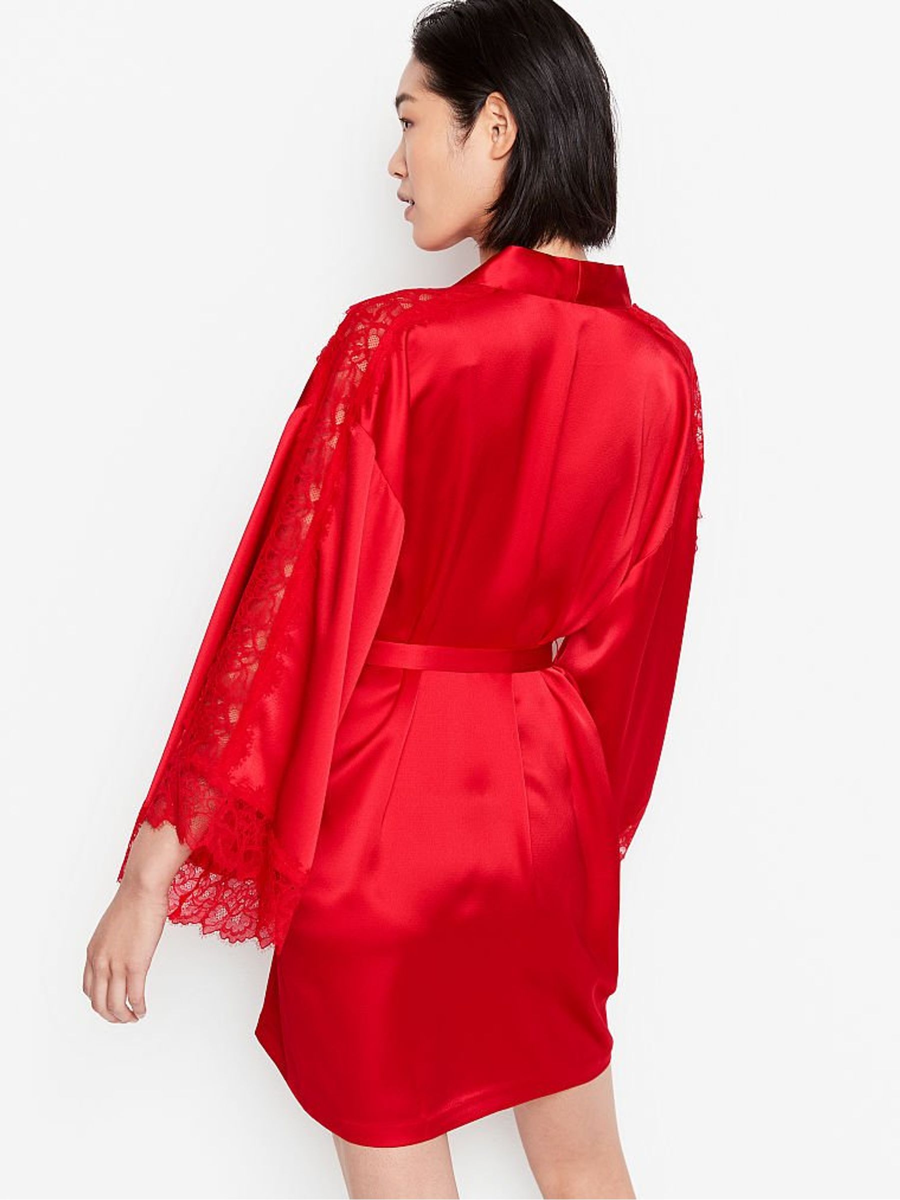 Red Lace Inset Robe - Image 2 of 3