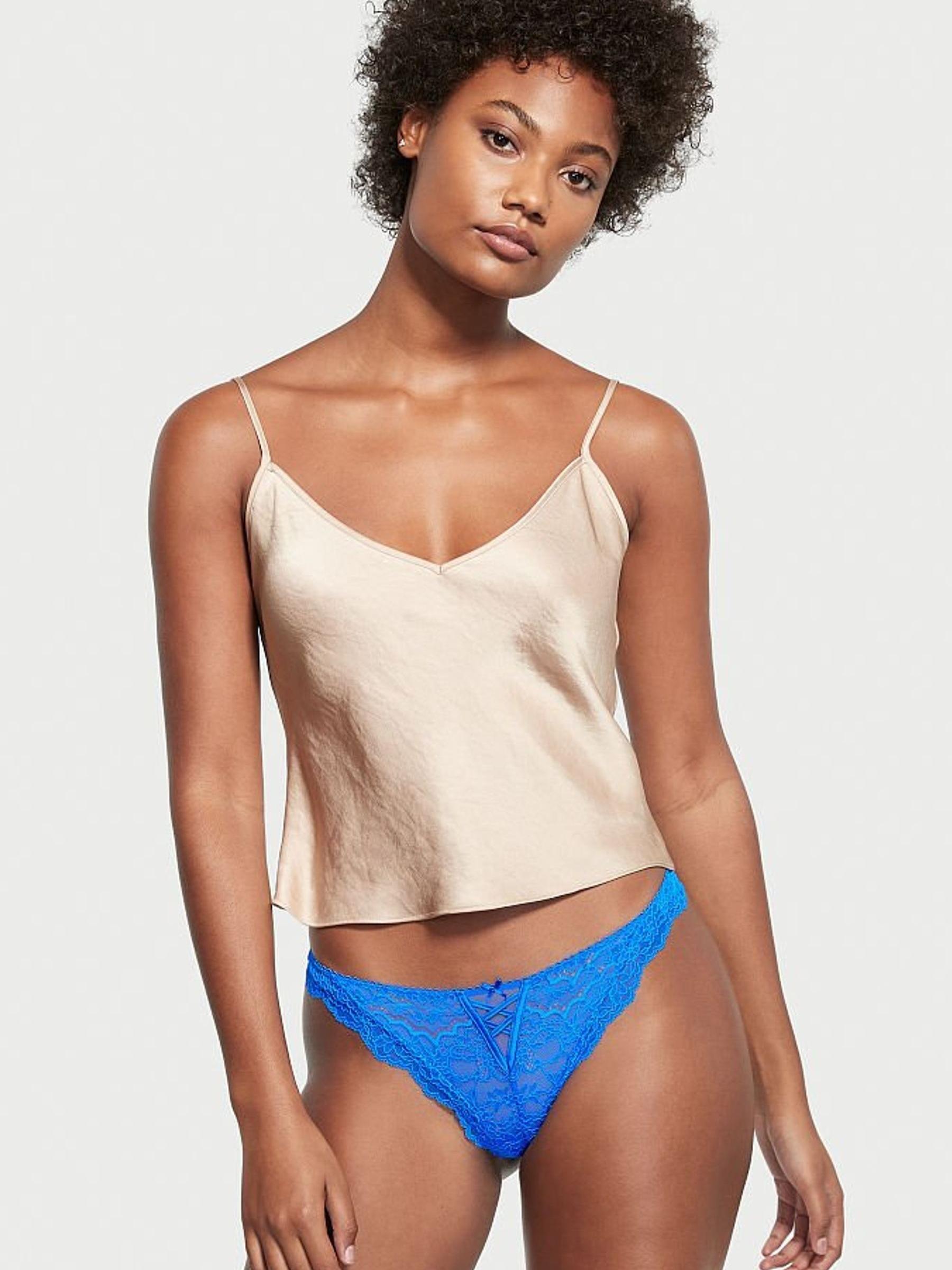 Blue Lace Up Thong Panty - Image 1 of 3