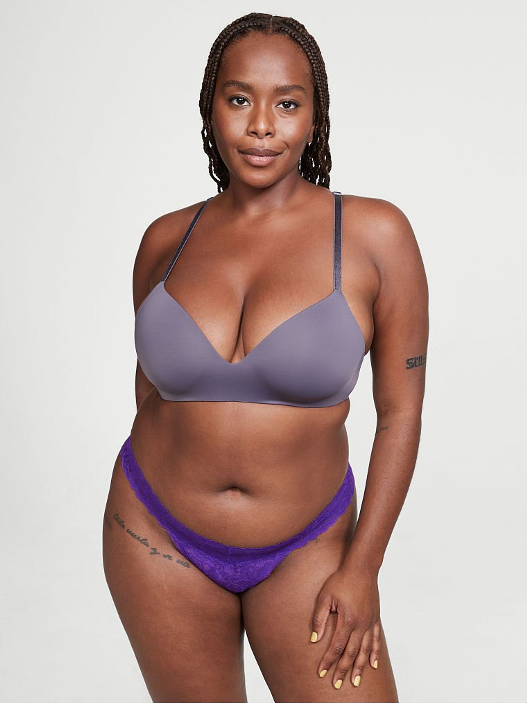 Purple Shock Lace Thong Panty - Image 1 of 3