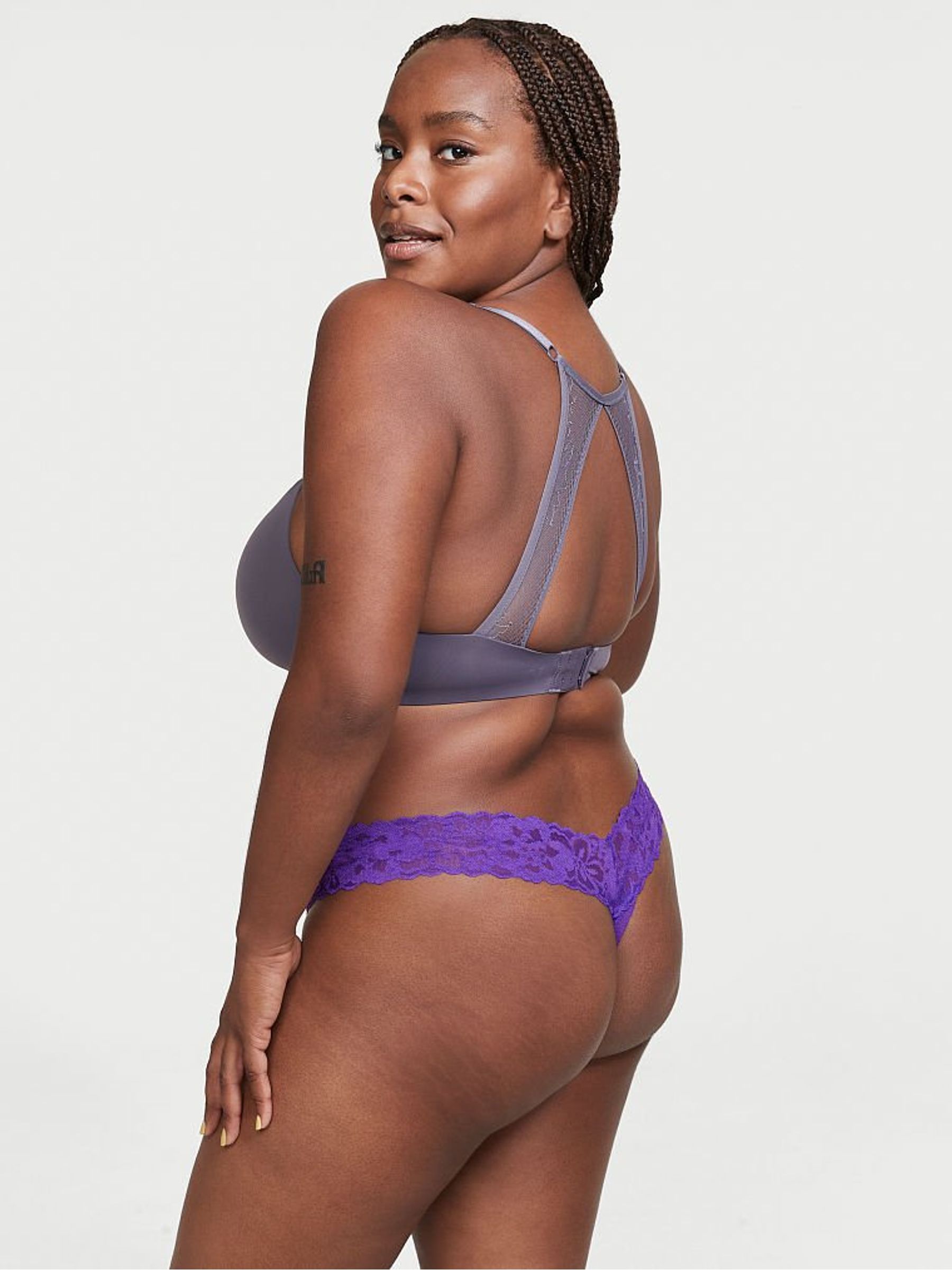 Purple Shock Lace Thong Panty - Image 2 of 3