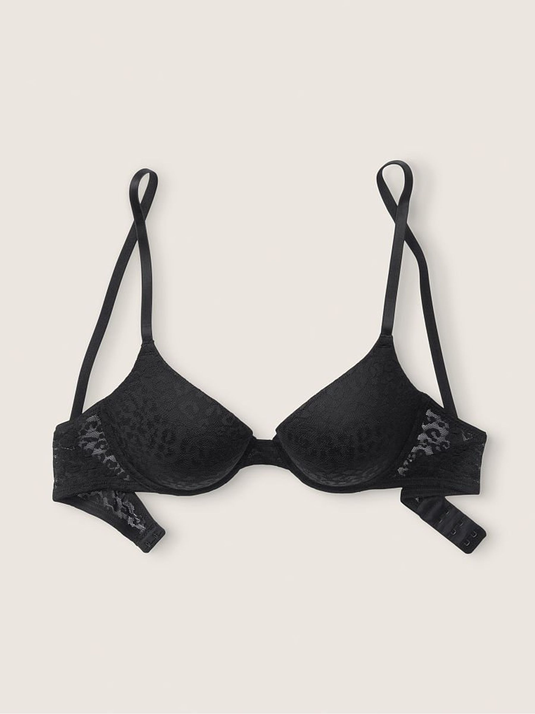 Pure Black Lace Push Up T-Shirt Bra - Image 1 of 2